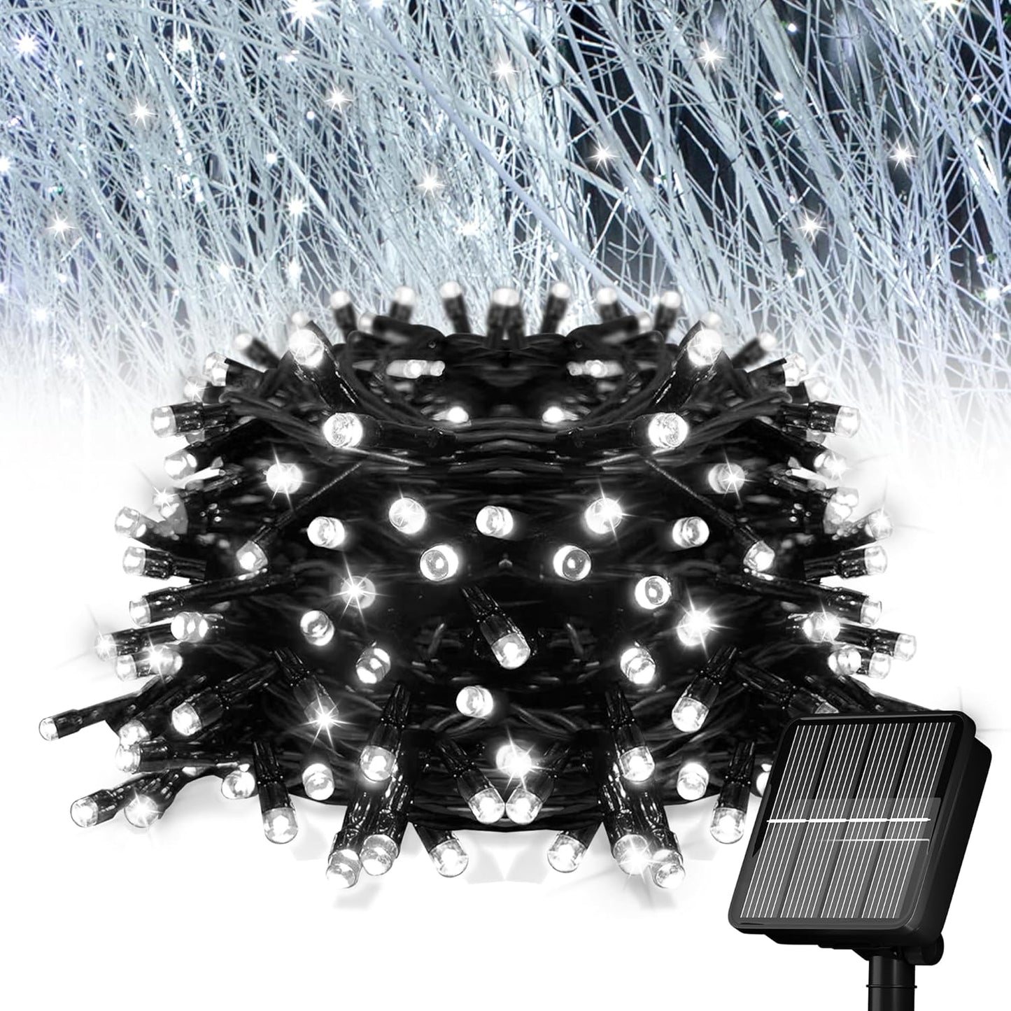 Solar String Lights for Outside, 39Ft 100 LED Solar String Lights Outdoor with 8 Modes Solar Lights for Outside Waterproof for Yard, Fence,Balcony, Party,Christmas Tree Decorations (Cold White)