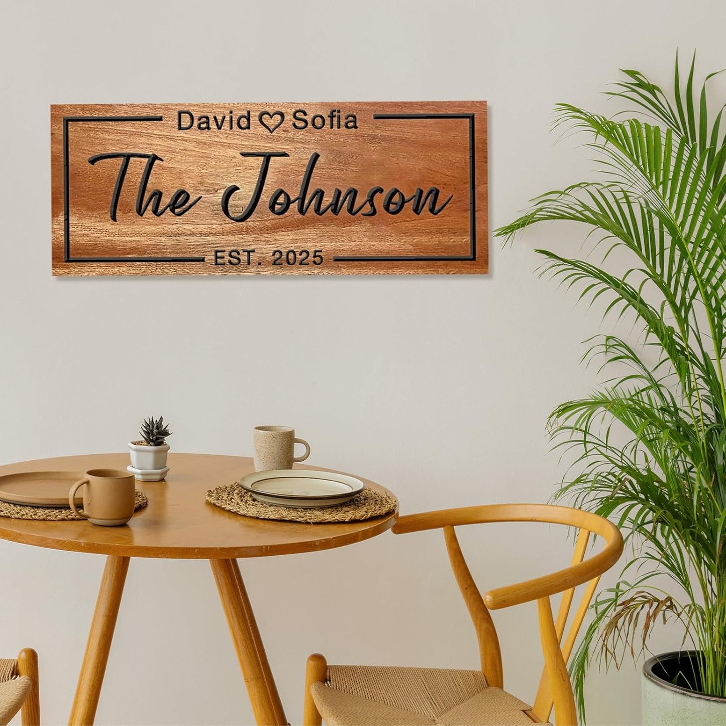 Personalized Carved Wood Sign Custom Last Name Sign for Couples Anniversary Wedding Gift Wooden Family Name Sign Family Wall Decor Bridal Shower Housewarming Gift