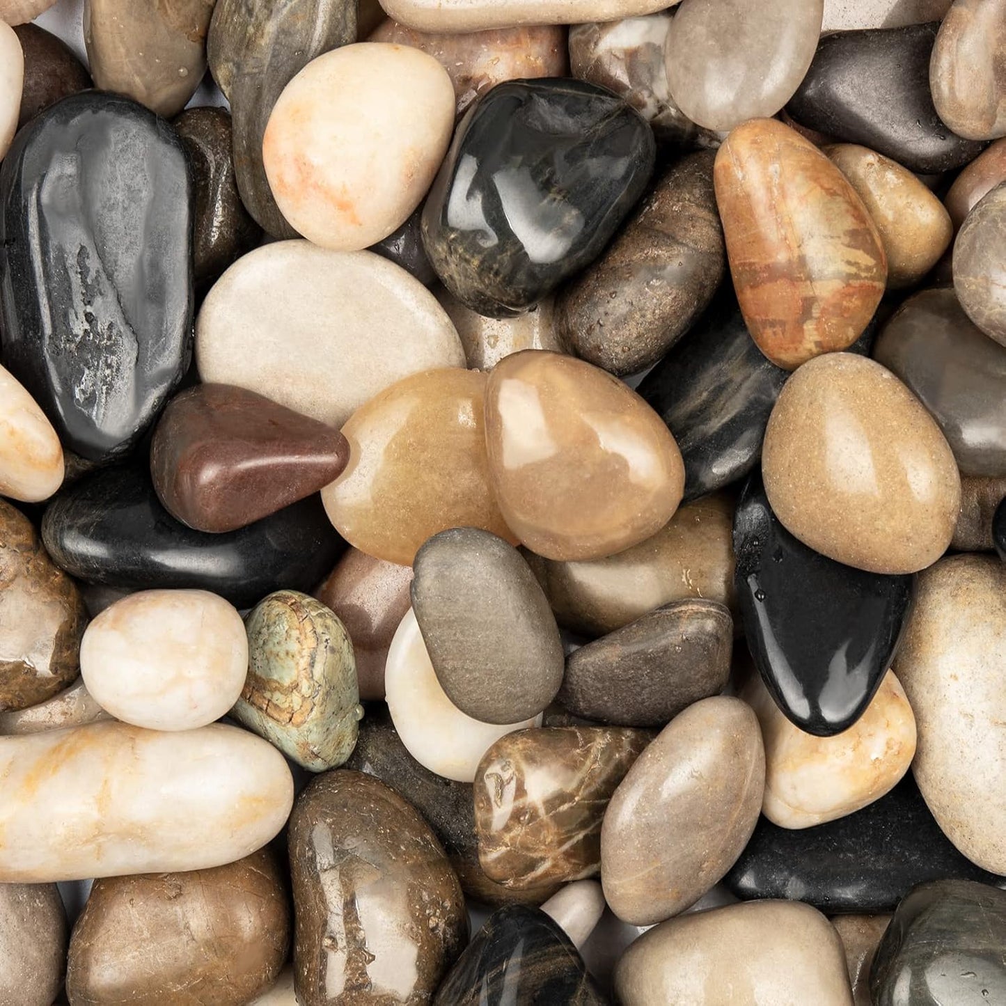 5lbs Mix Natural River Rocks, High-Polished Pebbles for Plants Garden, 1-2 inch Decorative Mix Stones, Ideal for Fish Tank, Vases, Crafting, Home Decor and Garden Landscaping Rocks,Mix