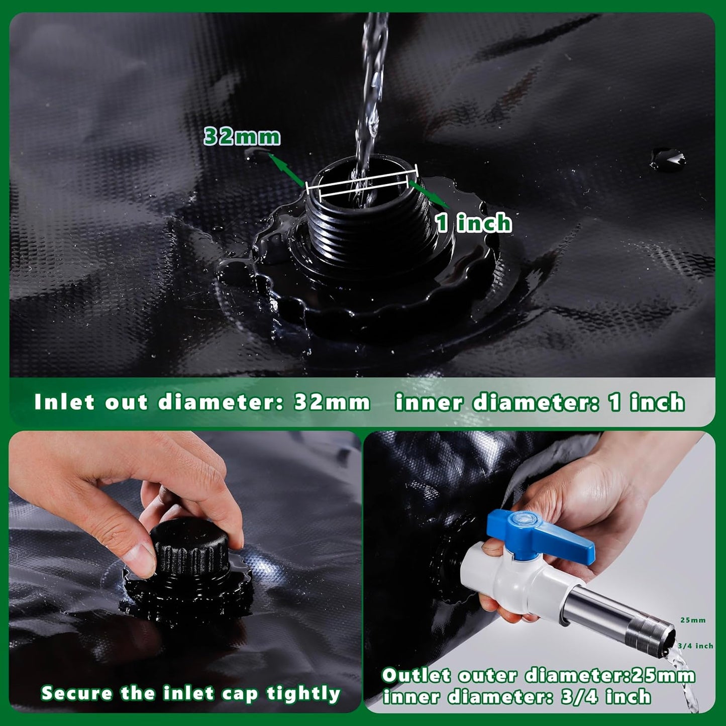 MXQMKL 540 L/142 gal Water Bladder Storage Containers, Foldable Portable Water Tank Large Capacity Soft Water Bag, Drought Resistance, Fire Prevention, Emergency Water