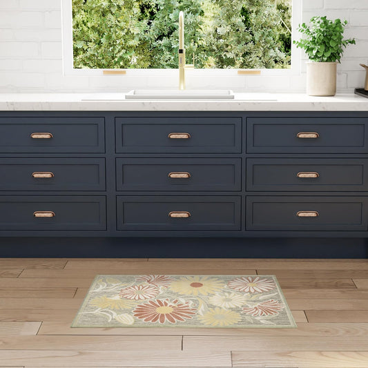 Nourison Aloha Sage Rose 2'8" x 4' Area Rug - Easy Clean, Non Shedding, Bed Room, Living Room, Dining Room, Kitchen (3' x 4')