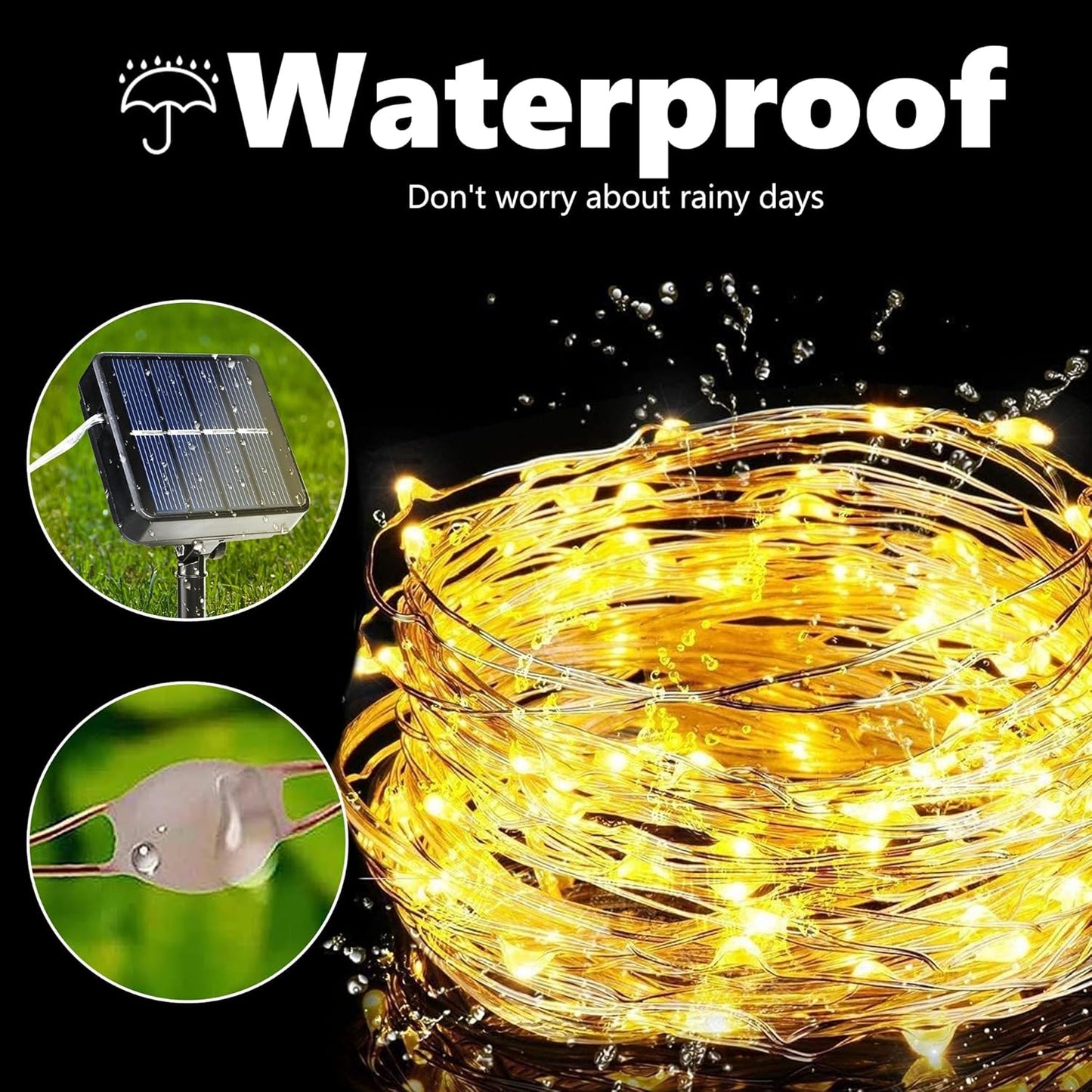 Joomer Solar Fairy Lights, 2-Pack Total 80FT 240LED Solar String Lights Outdoor Waterproof 8 Lighting Modes for Patio Fence Party Garden Yard Home Holiday Tree Outdoor Decoration (Warm White)