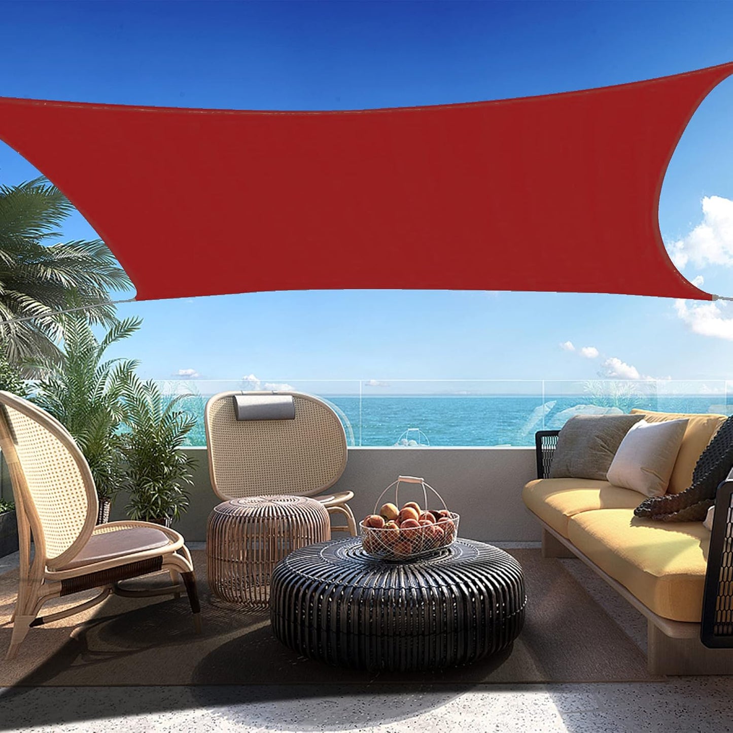10' x 16' Red Rectangle Sun Shade Sail SSP1212 Canopy Durable Fabric UV Block Awning,We Make Custom Orders