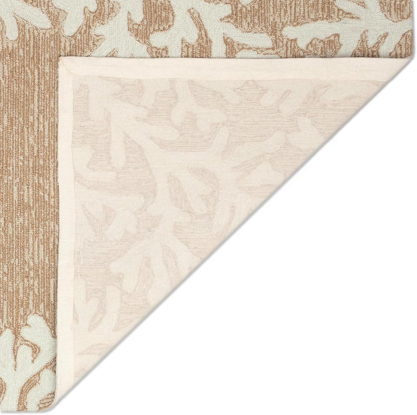 Liora Manne CAPRI Indoor/Outdoor Handmade Synthetic Blend Durable Area Rug - Traditional Border Coastal Beach Accent (Coral Border Neutral) (2'6" x 4')