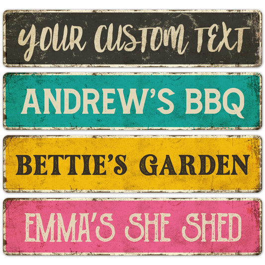 Custom Rustic Sign, Personalized Decor Street Signs Gift, 32x8 Inches, ACM, Fade Resistant, Made in USA