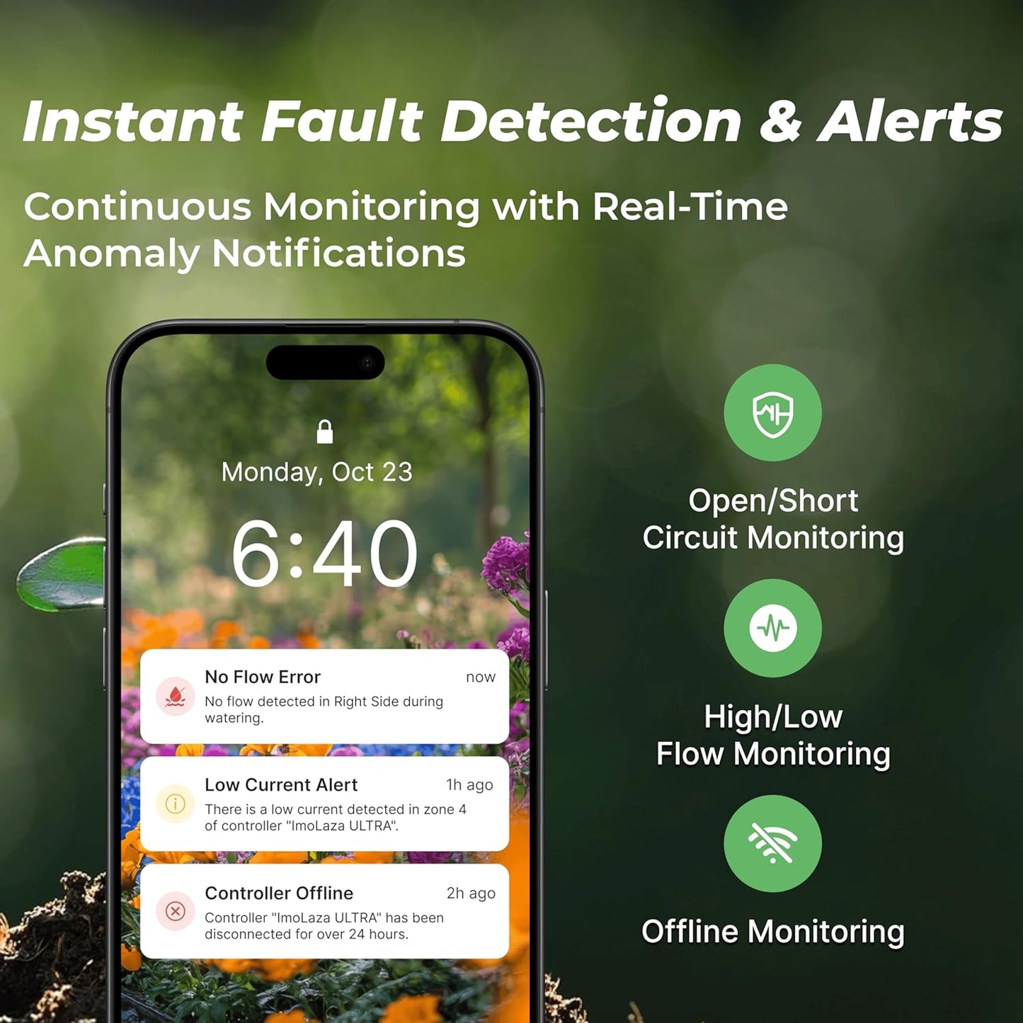 ImoLaza Outdoor Smart Sprinkler Controller, 16-Zone WiFi Irrigation Controller with Hyper-Local Weather, App Remote Control, Works w/ Alexa, Auto Watering, Rain/Freeze/Wind Skip, Smart Fault Detection