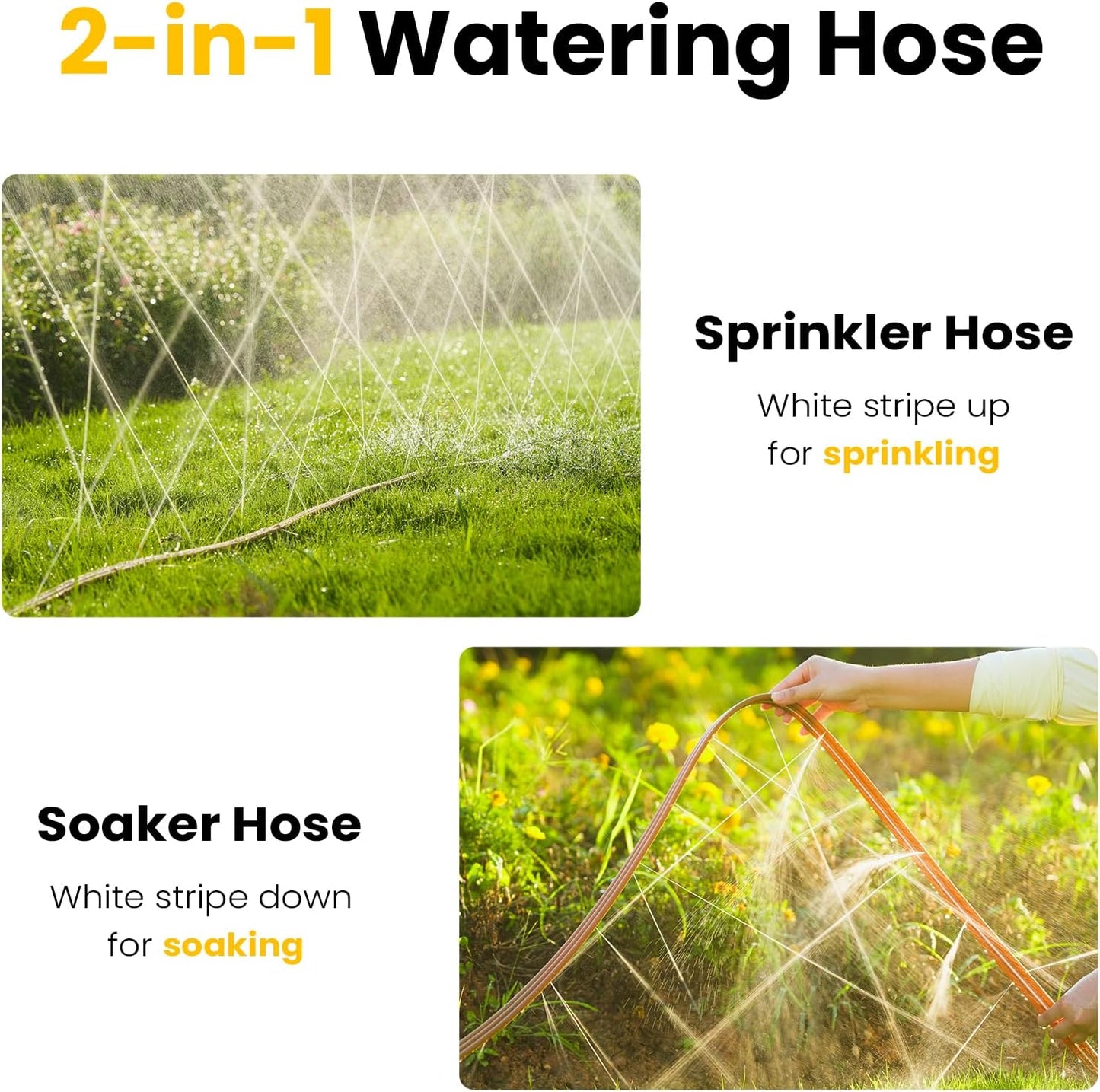 LINEX Sprinkler Soaker Hose 30 ft for Garden, Watering Hose with Holes, High-Efficiency Sprinklers System for Lawn and Garden with Staples