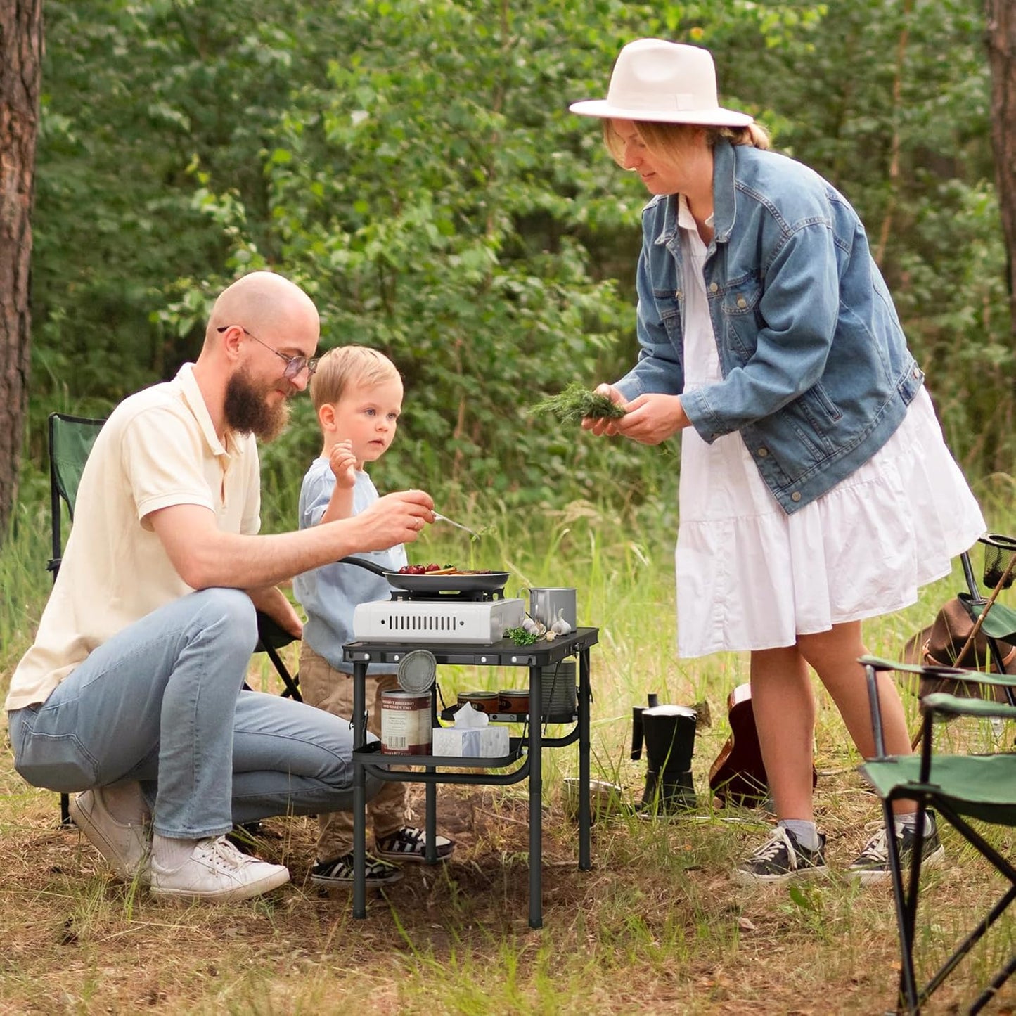 Titanker Folding Camping Table Small 2ft, Small Camp Table Portable with 50% Extra Space, Folding Picnic Set, Portable Beach Table, Car Camping Essentials, Aluminum Light & Solid
