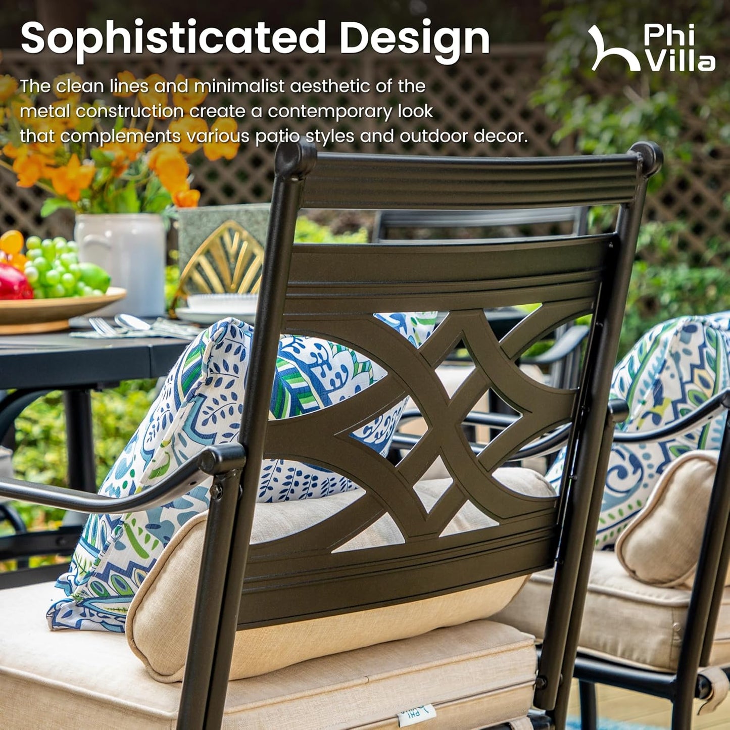 PHI VILLA Outdoor Swivel Bar Stools Set of 8，Patio Counter Height Bar Chairs with Back and Armrest，Metal,Black