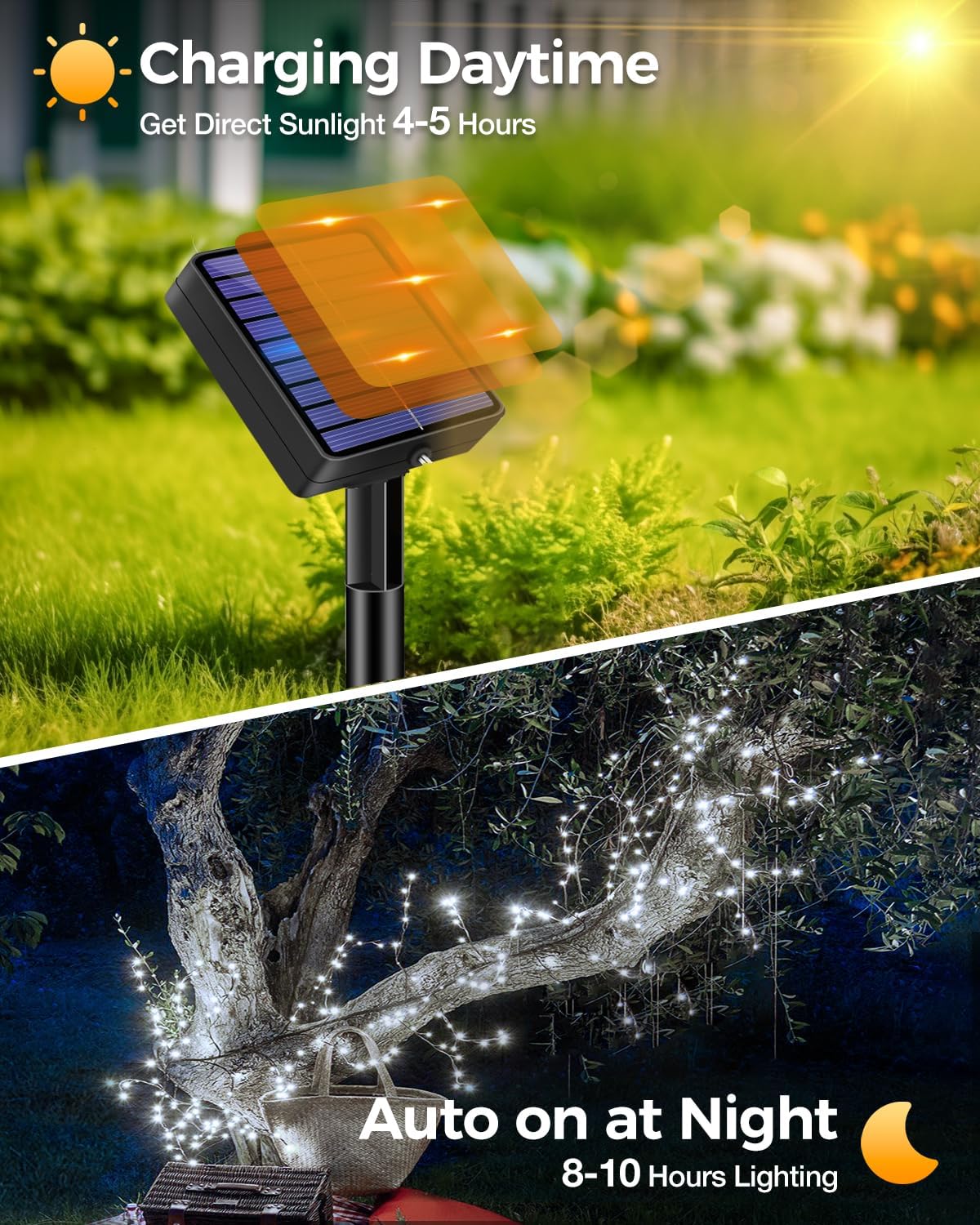 3 Pack Solar Fairy Lights for Outside Waterproof, 49FT/15M 150LED Solar String Light Outdoor 8 Modes Solar Twinkle Lights for Garden Yard Christmas Tree Wedding Party Decor, Cool White