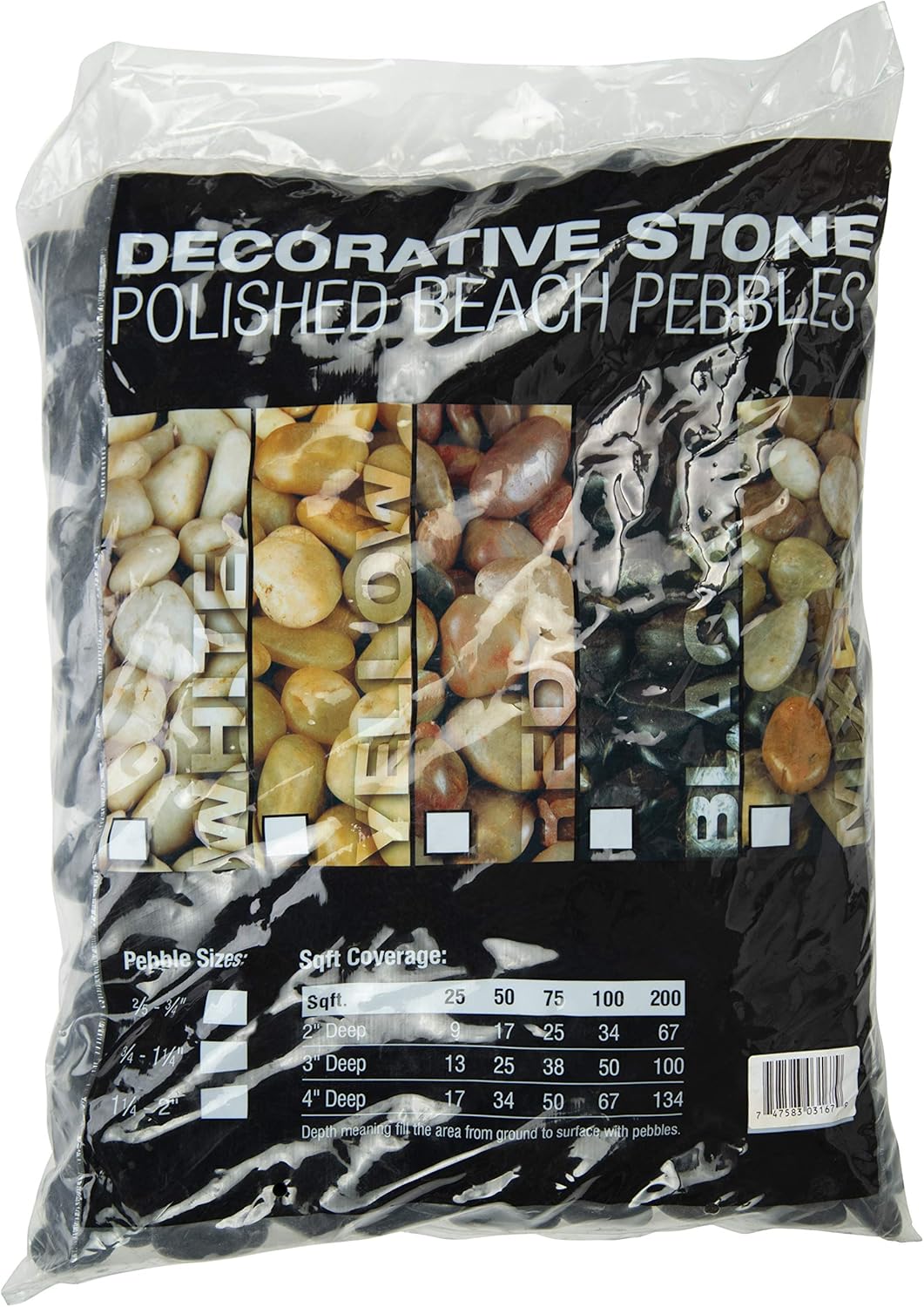 MSI Decorative Polished Black Pebbles, 0.4 inch, 40 lb. Bag (55 Bags/Pallet)