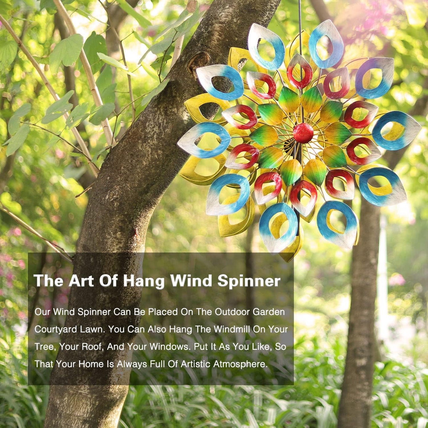 Metal Wind Spinner, 84 inch Large Outdoor Wind Spinners for Yard and Garden, Colorful Decor, Gift for Family Friends
