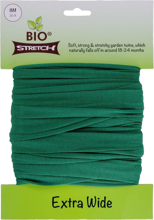 Extra Wide Soft Tree Ties - Strong & Stretchy Support for Large Plants & Young Trees - Cut-to-Length Green Garden Tape for Home & Professional Gardening (26 ft / 8M)