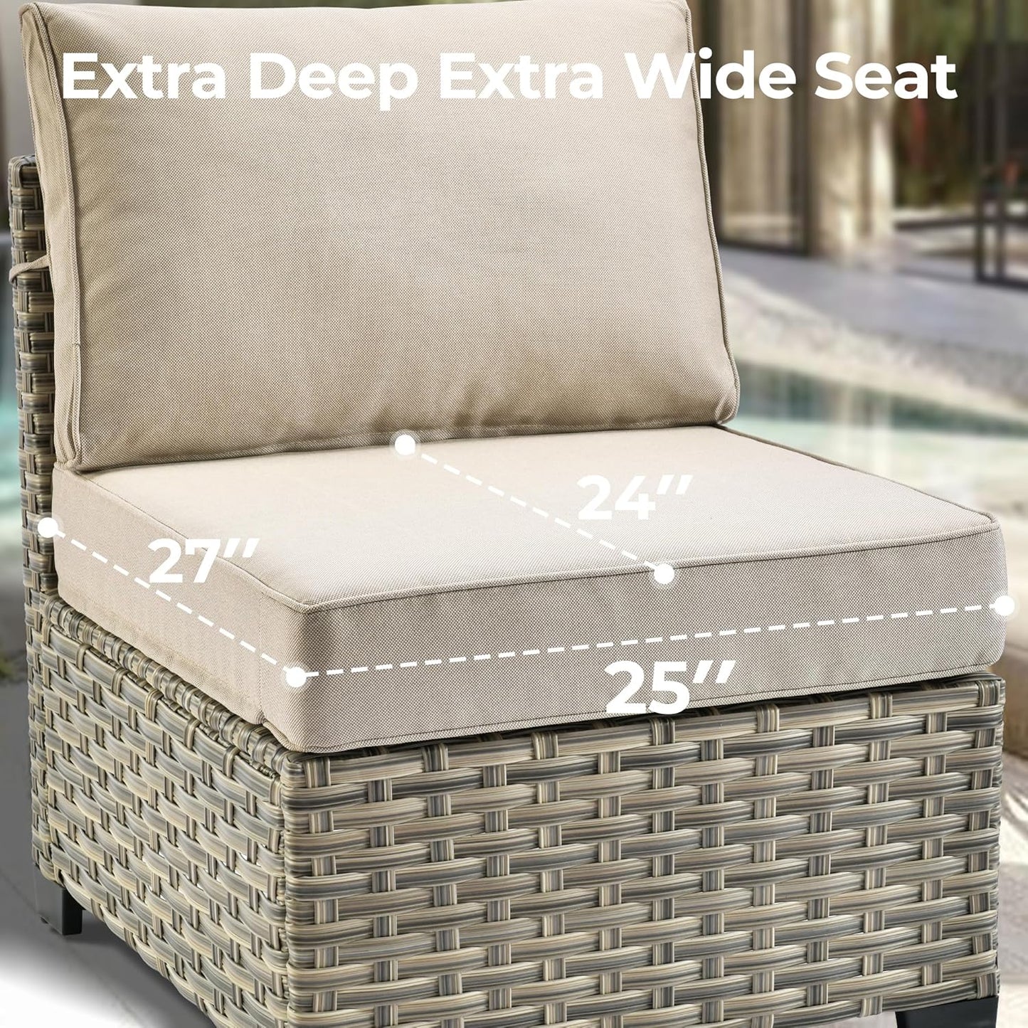 HOOOWOOO Outdoor Sectional Patio Furniture Set with Fire Pit Table,10 Pieces Wicker Conversation Sets L Shaped Couch,Extra Deep Out Door Sofa Outside Furniture with Swivel Chairs,Beige