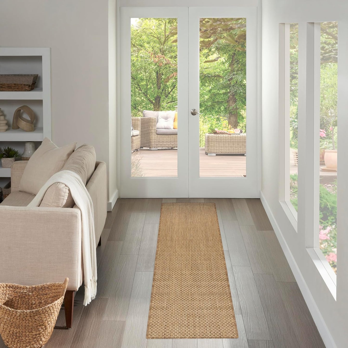 Nourison Home Courtyard Jute 2' x 6' Area Rug - Easy Clean, Non Shedding, Bed Room, Living Room, Dining Room, Kitchen (6' Runner)