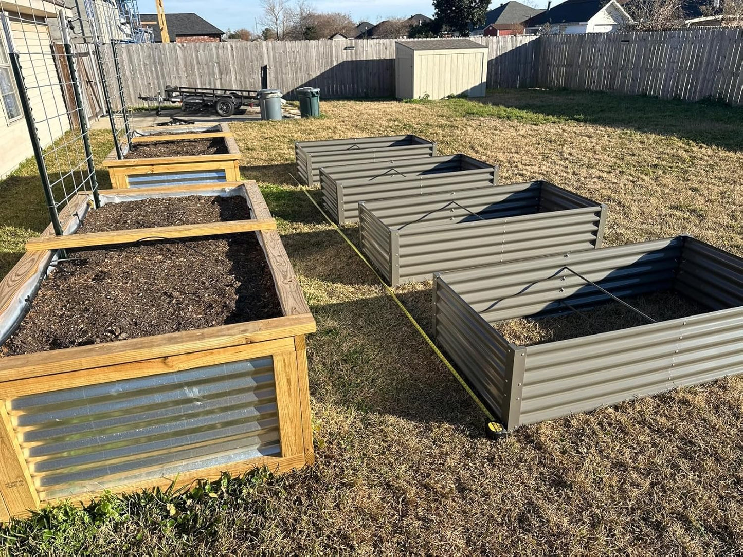 A ANLEOLIFE 22-Pack Deep Root Galvanized Raised Garden Beds Outdoor for Planting Vegetables Flowers Herb, Quartz Grey