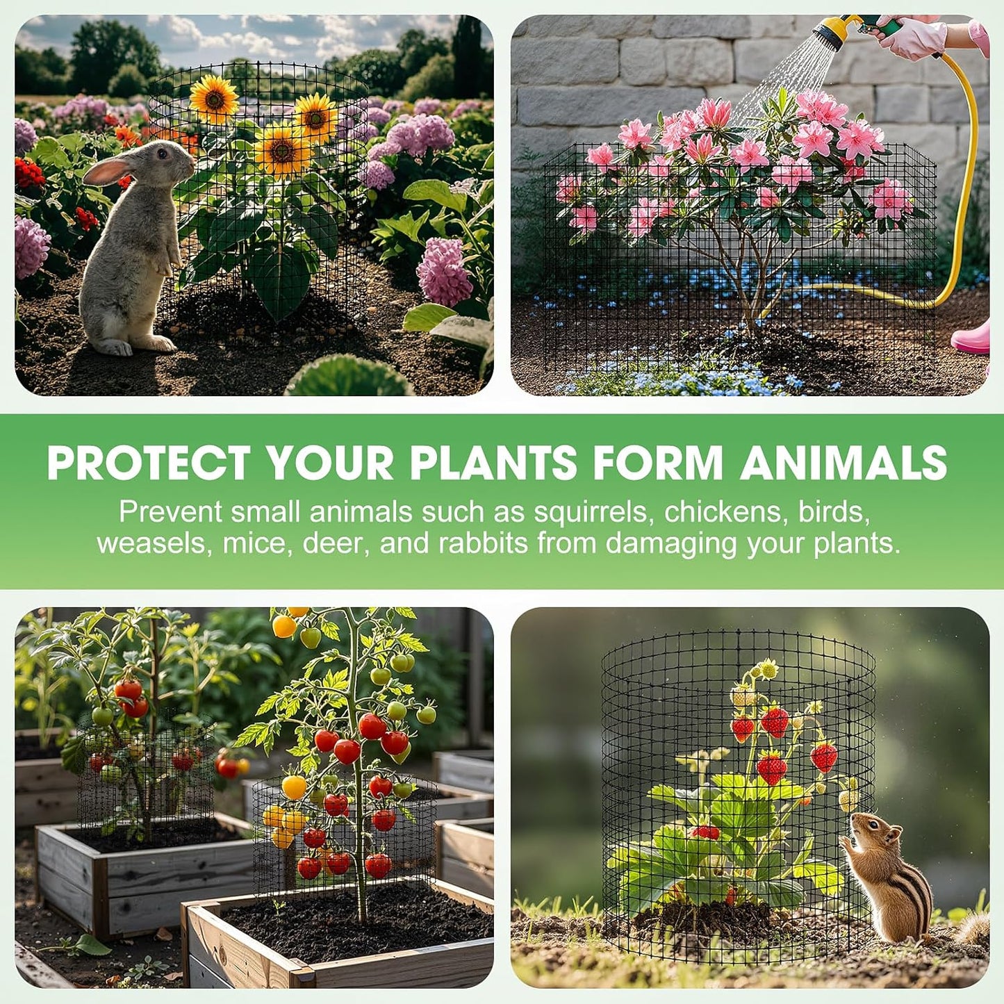 30 PCS Plant Protector from Animals, 10 Pack 12'' x 12'' Metal Plant Cages, Heavy Duty Garden Cage to Keep Animals Out,Garden Wire Mesh Protection from Rabbit Chicken Squirrel Tree,Vegetables,Flowers