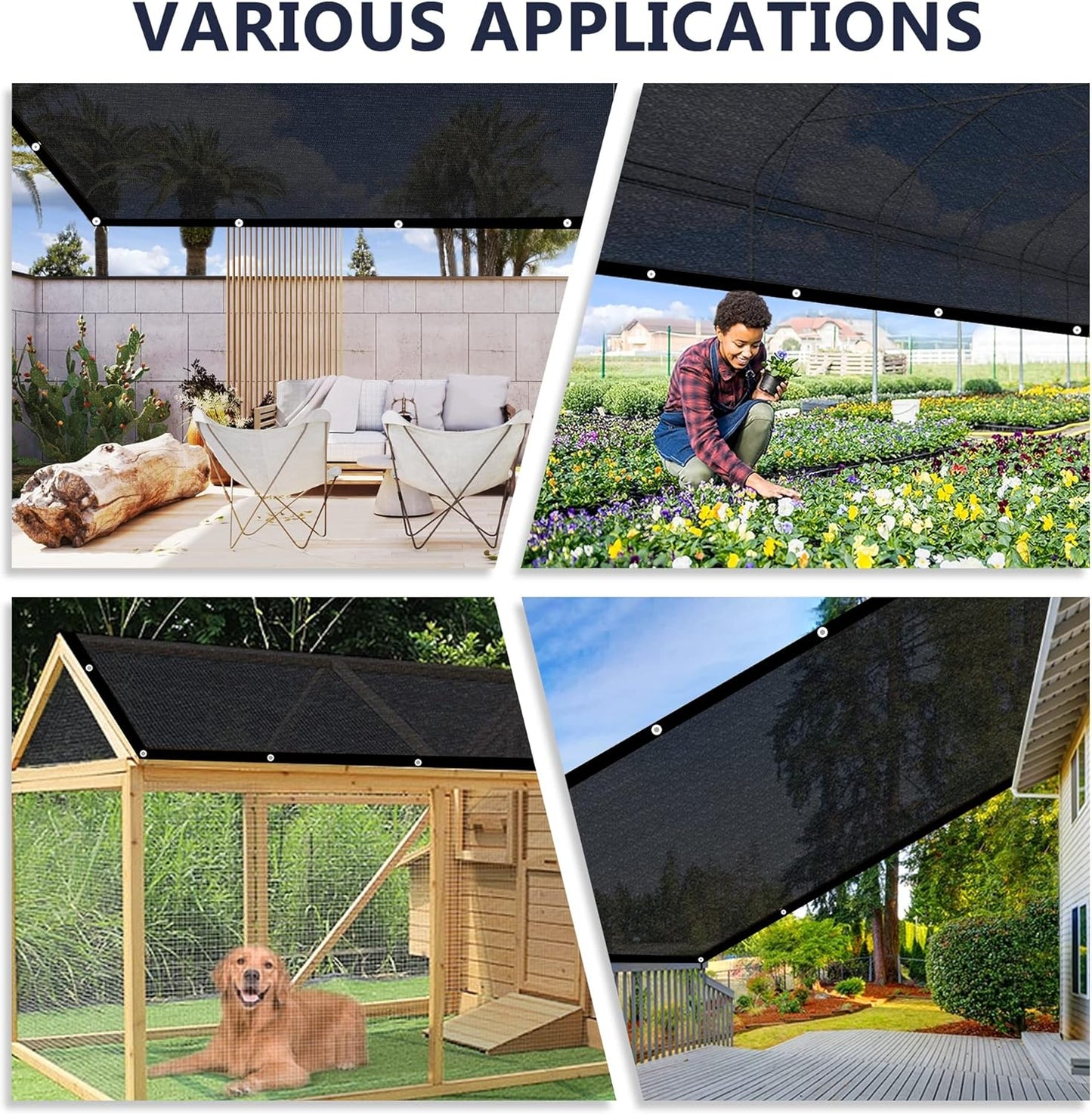 VICLLAX 90% Shade Cloth, 4x12FT Durable Black Mesh Trap with Every 3 FT Grommet, Sun Shade Fabric Netting for for Plants Cover, Greenhouse, Chicken Coop, Barn Kennel, Garden Patio