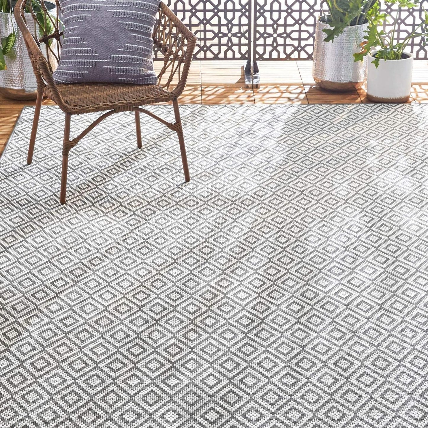 Home Dynamix Tripoli Lydia Geometric Area Rug, Gray/Cream, 6'6"x9'6" Rectangle