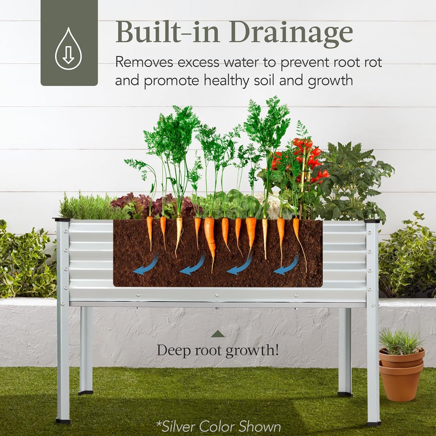 Best Choice Products 48x24x30in Galvanized Raised Garden Bed, Metal Elevated Planter Box, Vegetable Garden for Backyard, Patio, Balcony - Sage Green