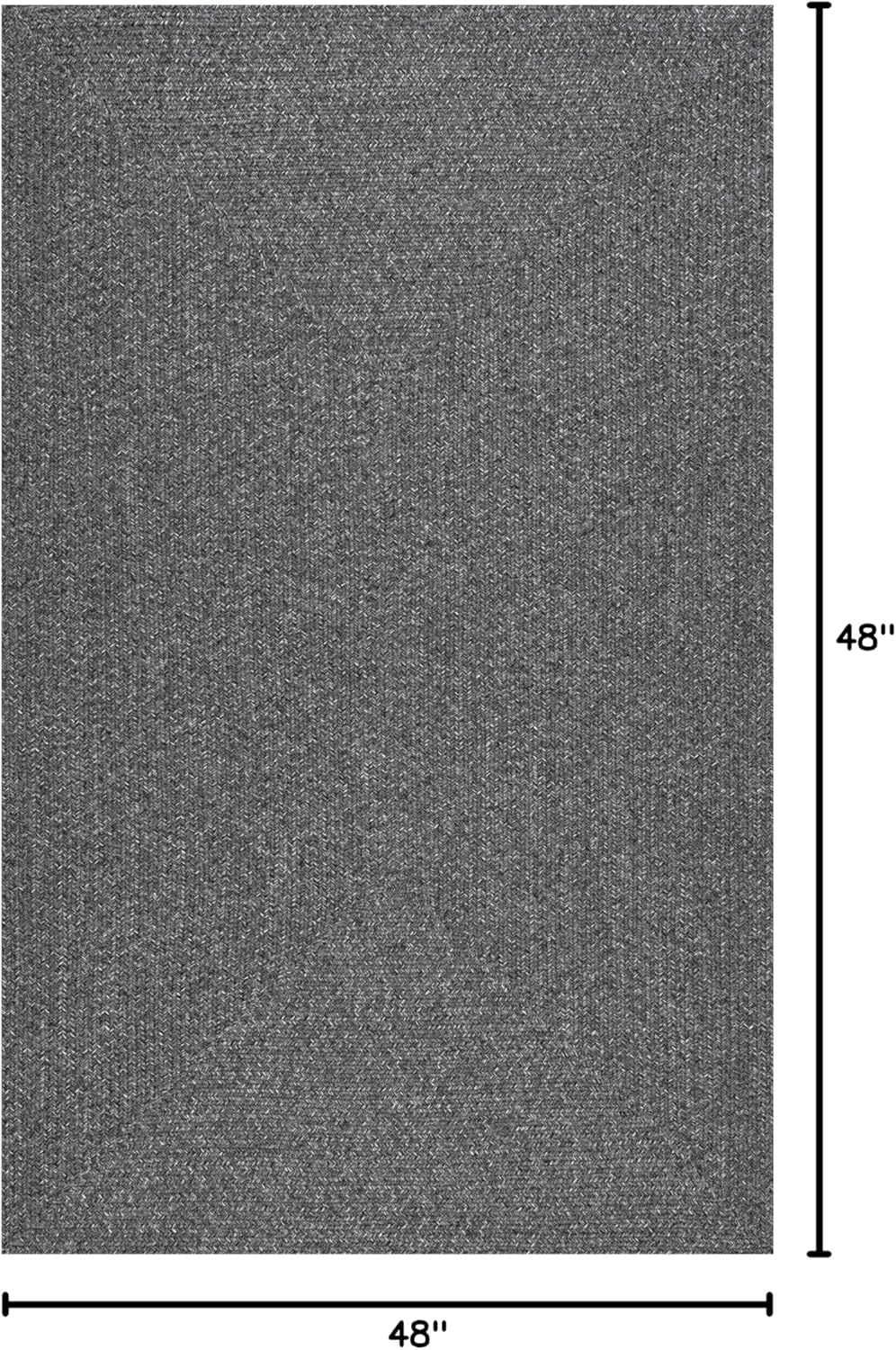 nuLOOM 4' Round Solid Hand Braided Indoor/Outdoor Area Rug, Pet-Friendly, High Traffic, Weather Resistant, for Patio, Balcony, Bedroom, Living, Dining Room, Wynn Charcoal
