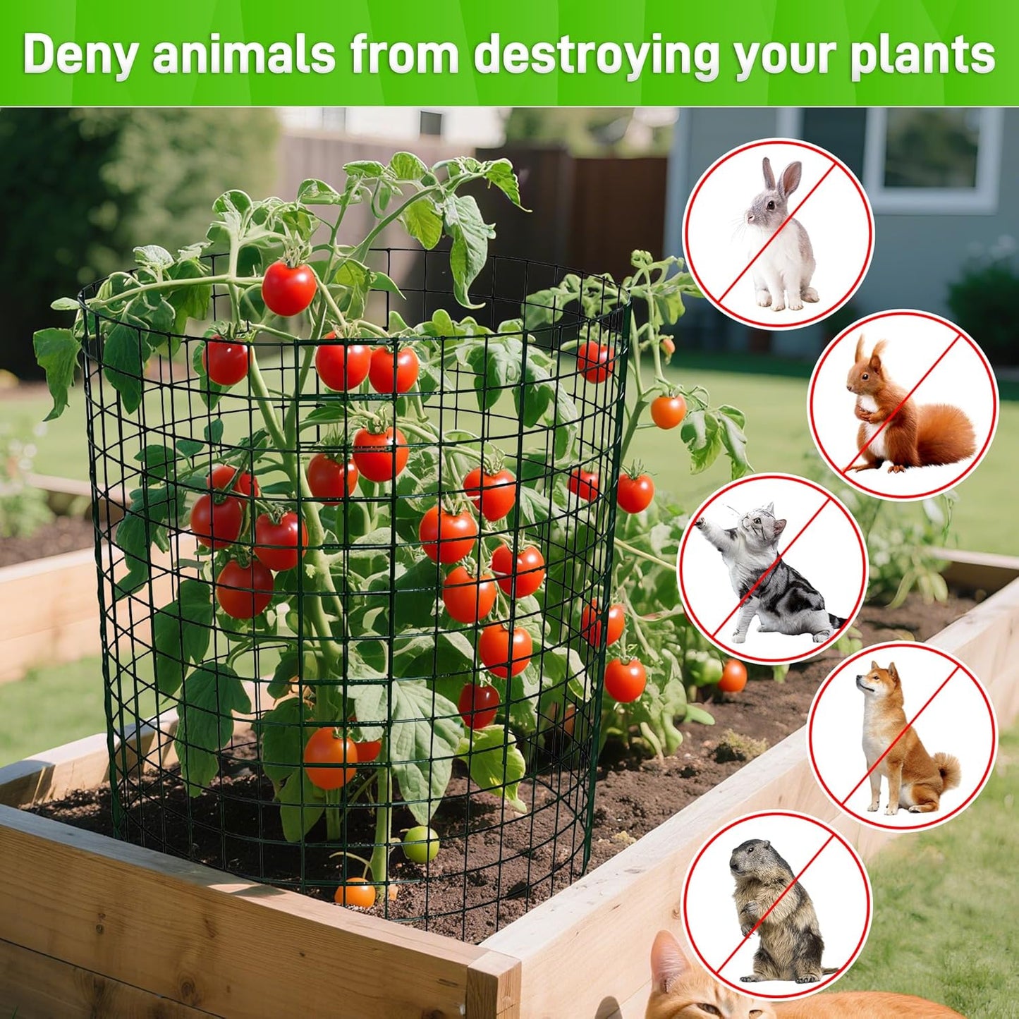 16pcs Plant Protectors from Animals, 16"x 12" Wire Plant Protector, Wire Cages for Plants with Stakes and Cable Ties, Metal Plant Cages for Plants, Vegetables, Flowers