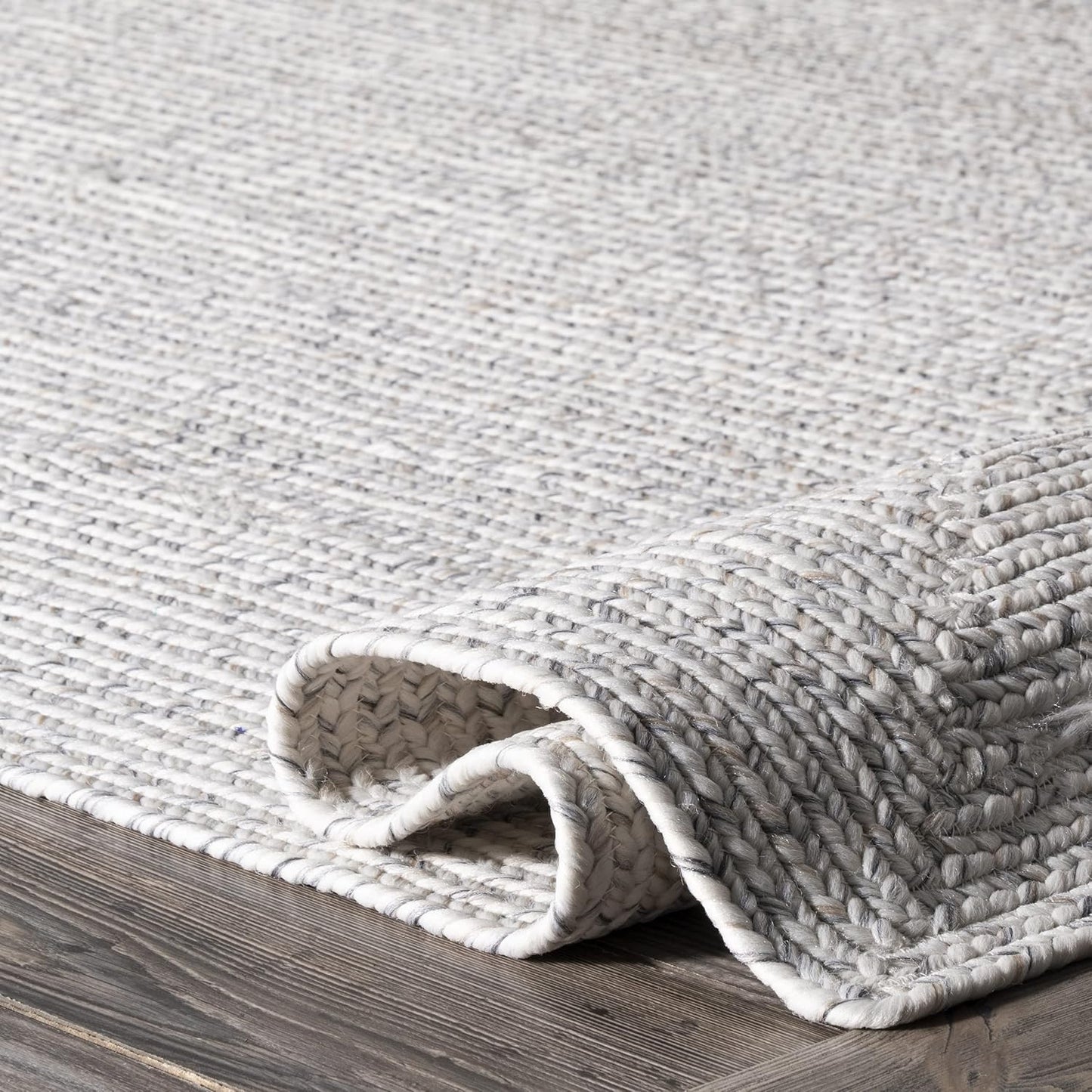 nuLOOM Oval 10' x 13' Solid Hand Braided Indoor/Outdoor Area Rug, Pet-Friendly, High Traffic, Weather Resistant, for Patio, Balcony, Bedroom, Living, Dining Room, Wynn Ivory