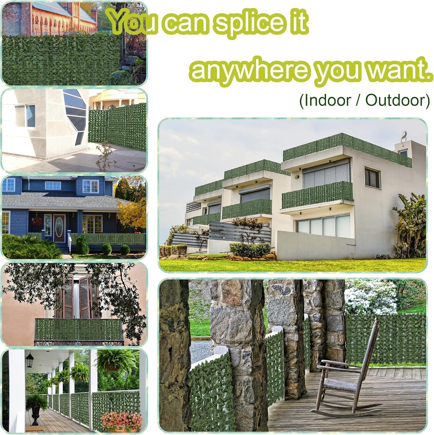 Artificial Ivy Privacy Fence Screen:120 "x 40" (34 Sqft) Anti-Ultraviolet Artificial Hedge Grass Wall, Used for Indoor and Outdoor Green Background, Garden Greening Decoration