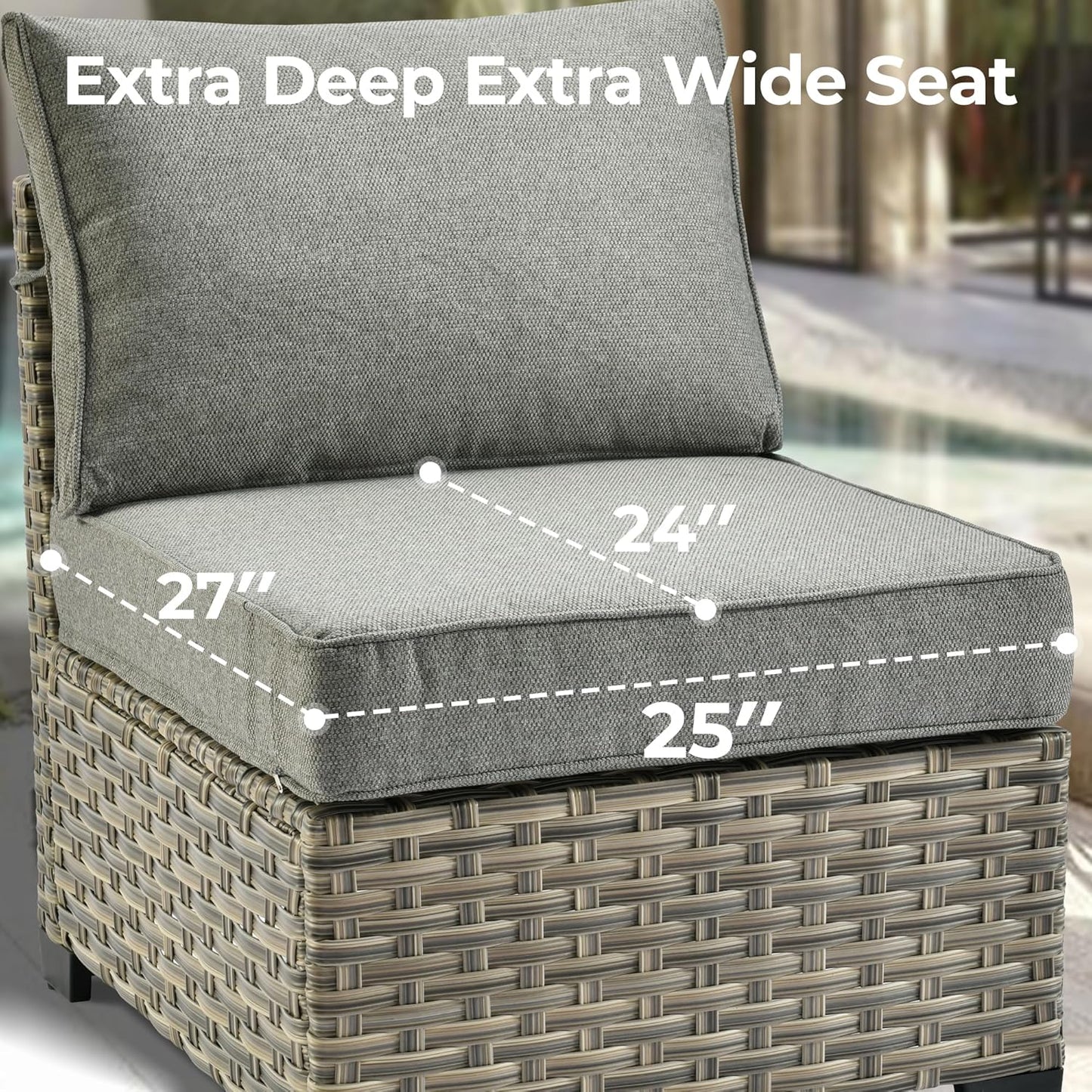 HOOOWOOO Outdoor Sectional Patio Furniture Set,9 Pieces Wicker Conversation Sets L Shaped Couch,Extra Deep Out Door Sofa Outside Furniture with Swivel Chairs,Charcoal Gray