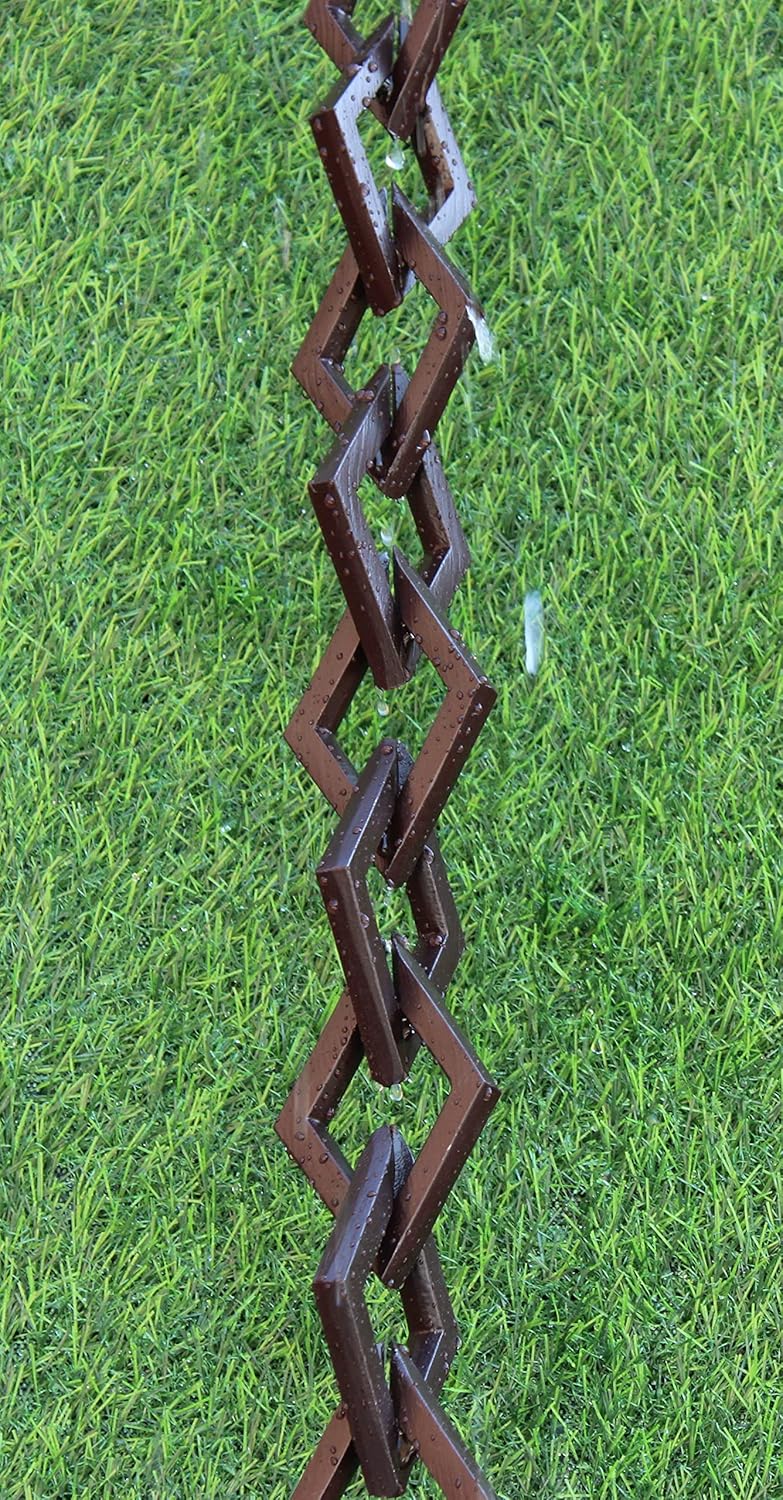 KAM Home Diamond Links Rain Chain with Installation Kit (Brown, 8.5)