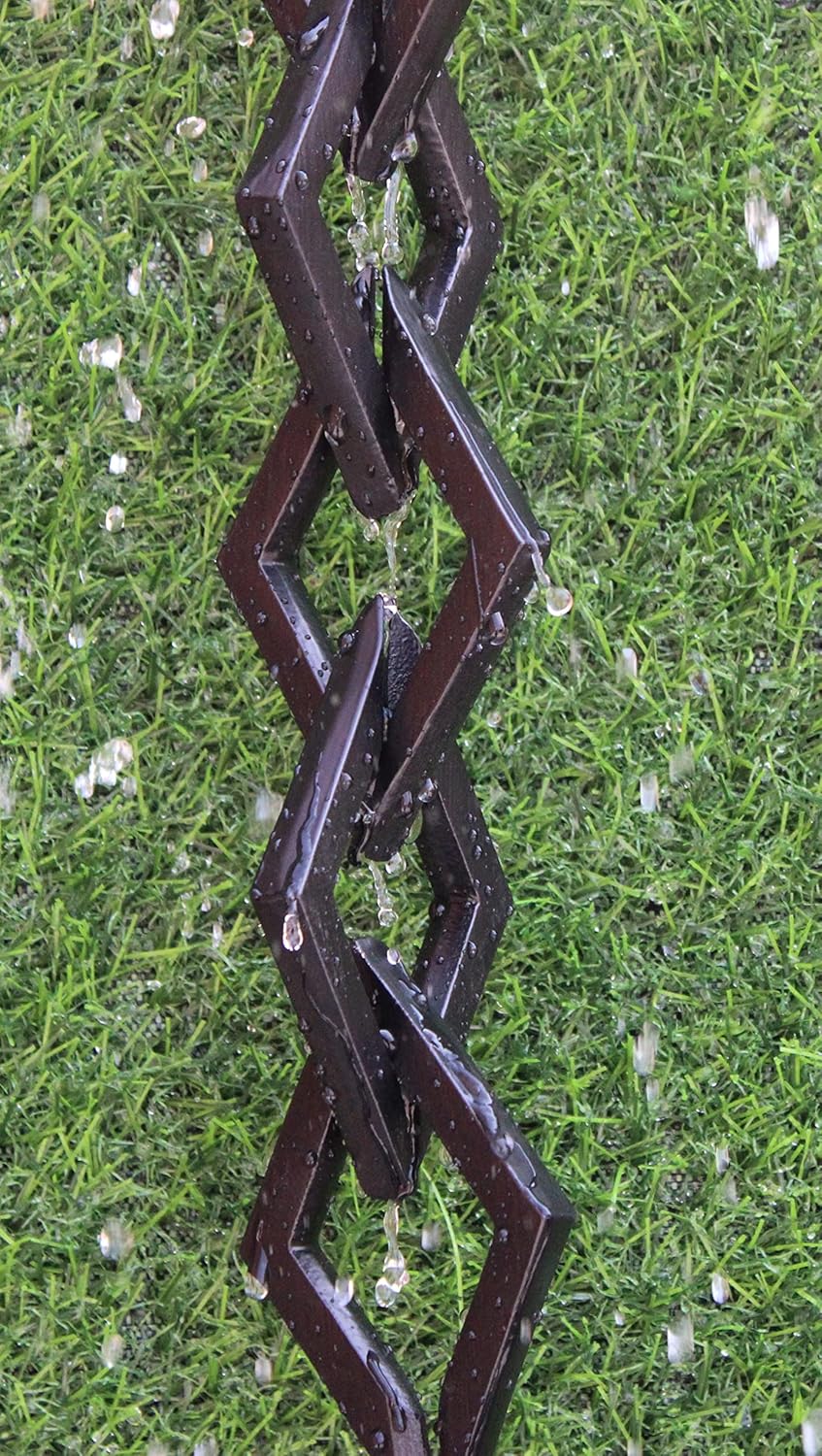 KAM Home Diamond Links Rain Chain with Installation Kit (Black, 9)