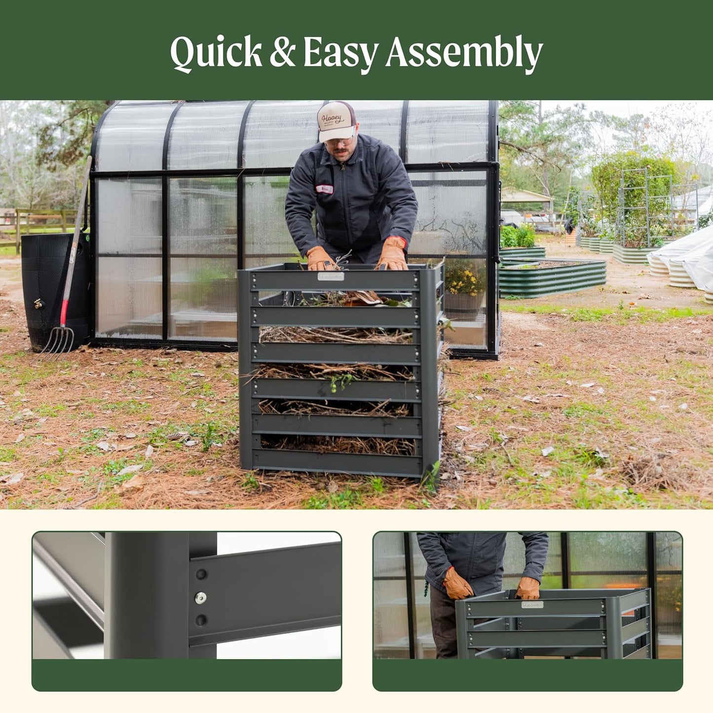 Vego Garden 32" Tall Modular Compost Bin 90" x 30" x 32"
