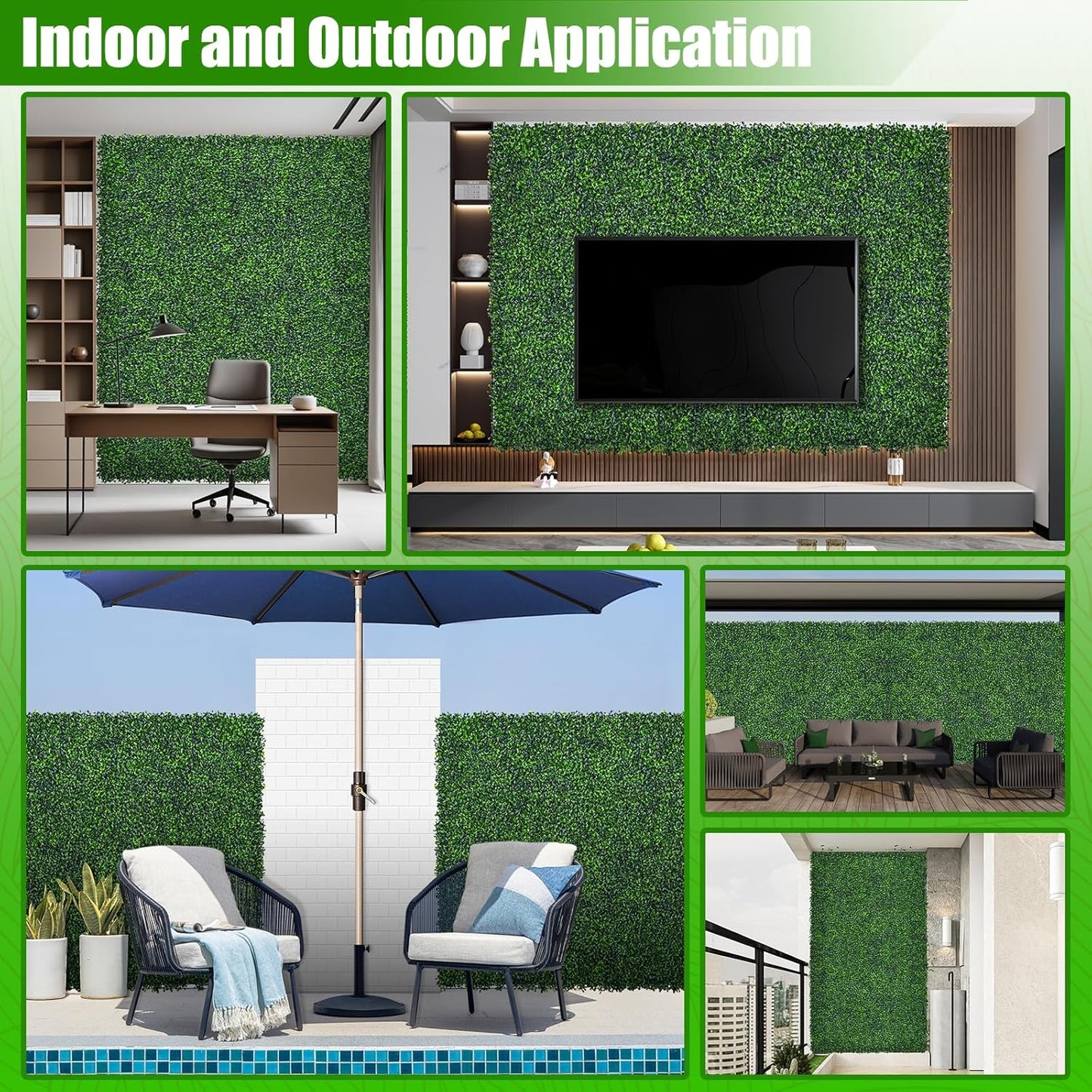 Artificial Boxwood Roll,48x120 in(40 sqft) UV-Anti Faux Ivy Grass Wall Backdrop for Balcony Privacy, Fake Grennery Wall Decor for Garden, Patio, Backyard