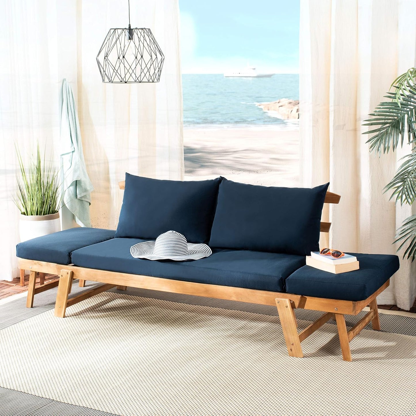 SAFAVIEH PAT6745A Outdoor Collection Tandra Grey Modern Contemporary Daybed Day Bed