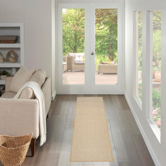Nourison Home Courtyard Natural 2'2" x 8' Area Rug - Easy Clean, Non Shedding, Bed Room, Living Room, Dining Room, Kitchen (8' Runner)