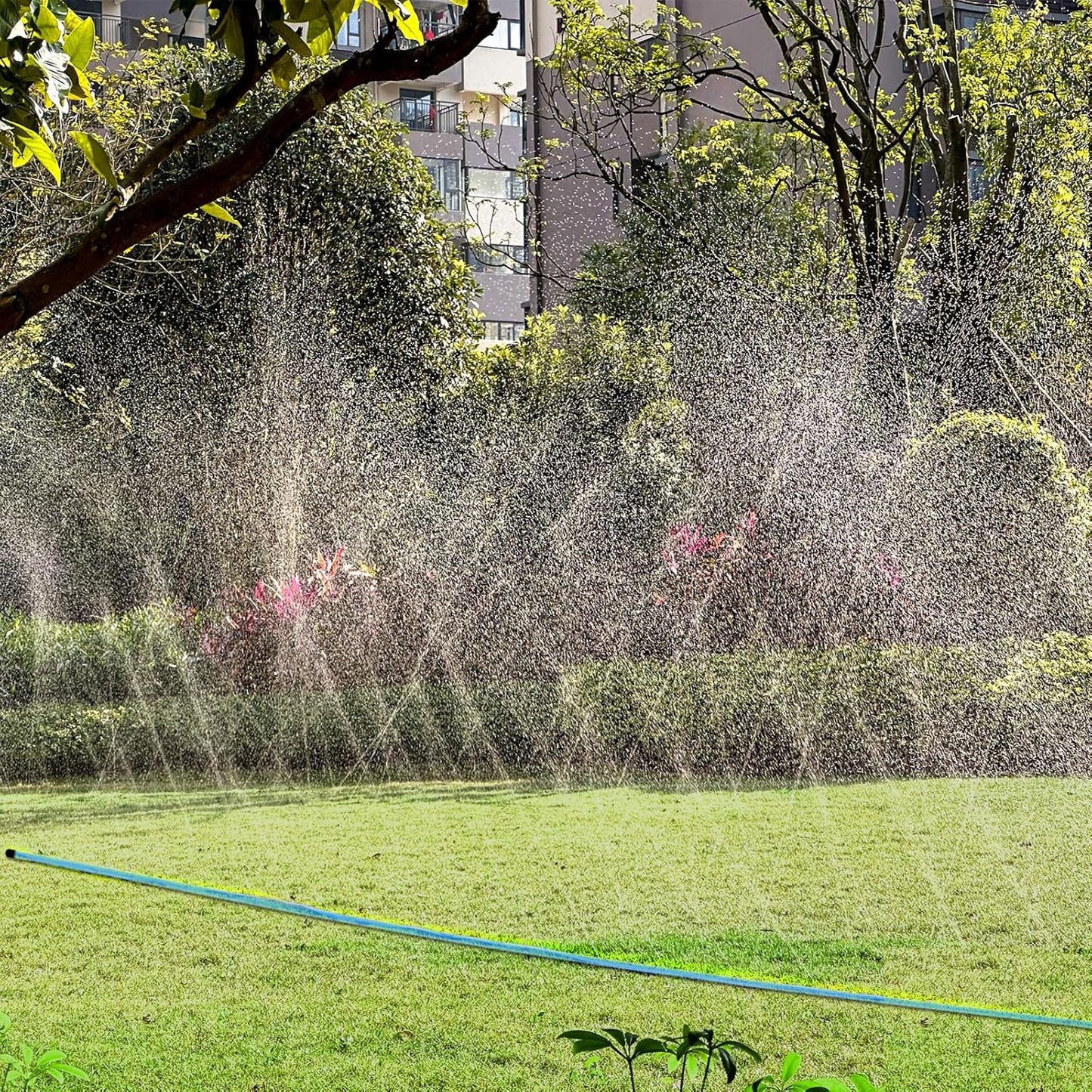 Sprinkler Hose 100FT, Heavy Duty Watering Hoses, Efficient Irrigation Tubing for Garden Lawn Sprinklers System with 40 Pack Staples