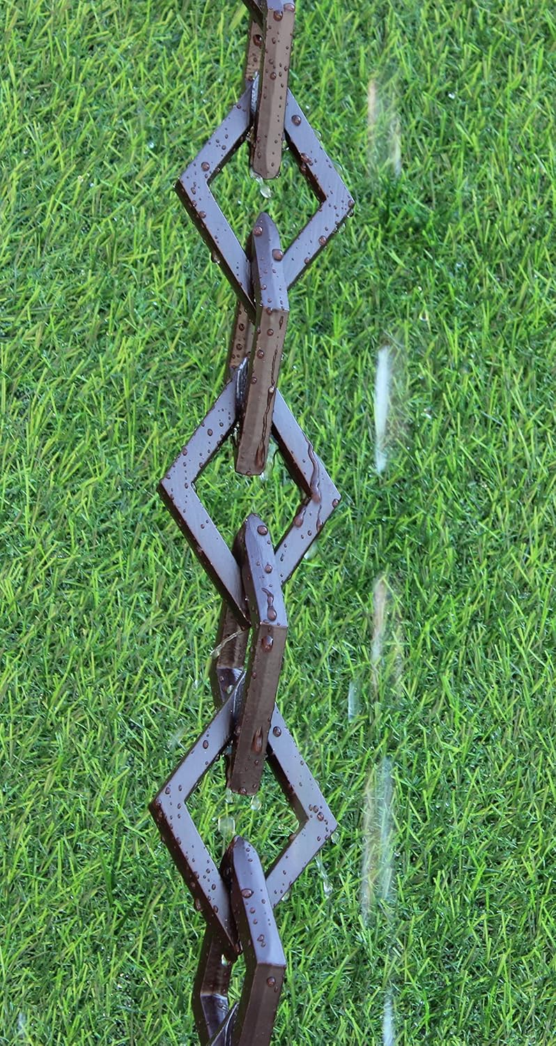 KAM Home Diamond Links Rain Chain with Installation Kit (Brown, 11)