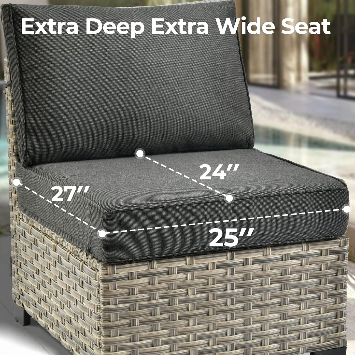 HOOOWOOO Outdoor Sectional Patio Furniture Set with Fire Pit Table,15 Pieces Wicker Conversation Sets L Shaped Couch,Extra Deep Out Door Sofa Outside Furniture with Swivel Chairs Ottomans,Black