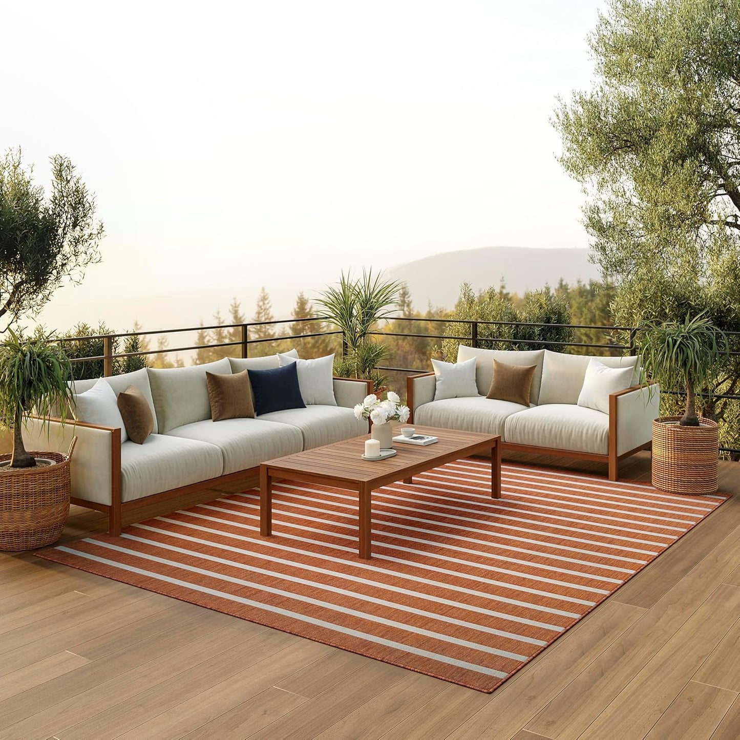 Nourison Home Positano 7' x 10' Fabric Terracotta Area Rug