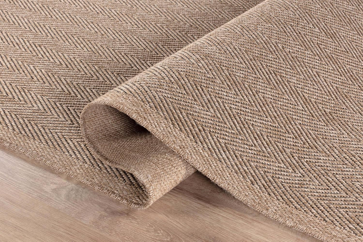 CAMILSON Easy Jute Round Rug 6ft Indoor Outdoor Natural Color Fiber Area Rugs for Living Room Patio and Kitchen Rug Herringbone Woven Design Easy-Cleaning Washable Outside Carpet Alfombras (6 Round)