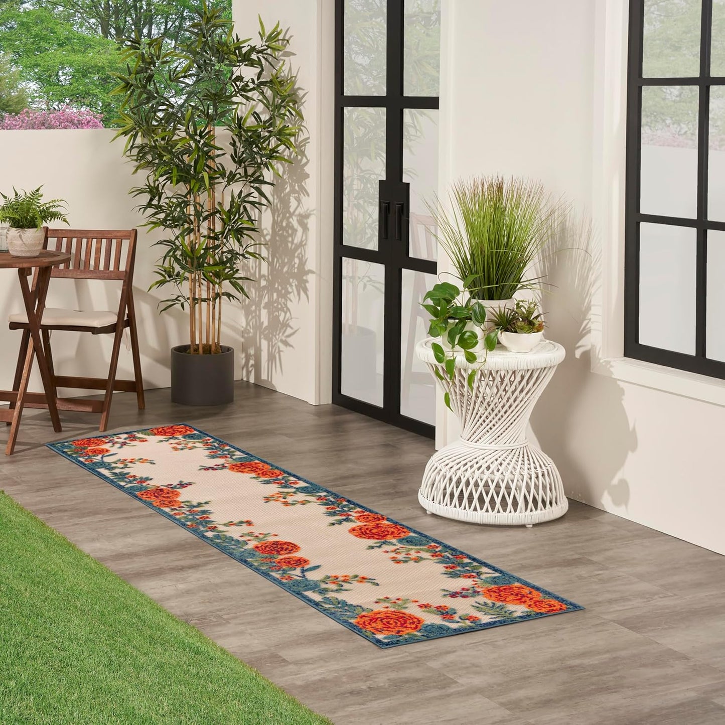 Nourison Aloha Indoor/Outdoor Ivory Multicolor 2'3" x 8' Area -Rug, Easy -Cleaning, Non-Shedding, Bed Room, Living Room, Dining Room, Backyard, Deck, Patio (2x8)" }