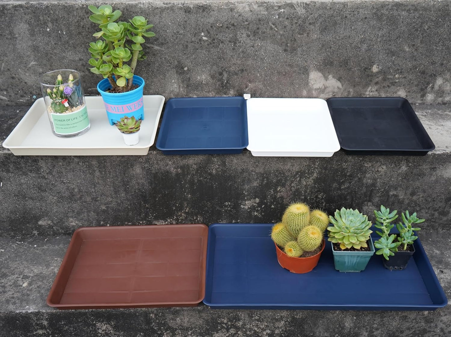 Rectangle Plant Tray, Plant Drip Tray, Plant Pot Saucers, Plant Germination Trays, Plant Saucers, 14.5'' x 11'' x 1.5'' (4 pack), Blue