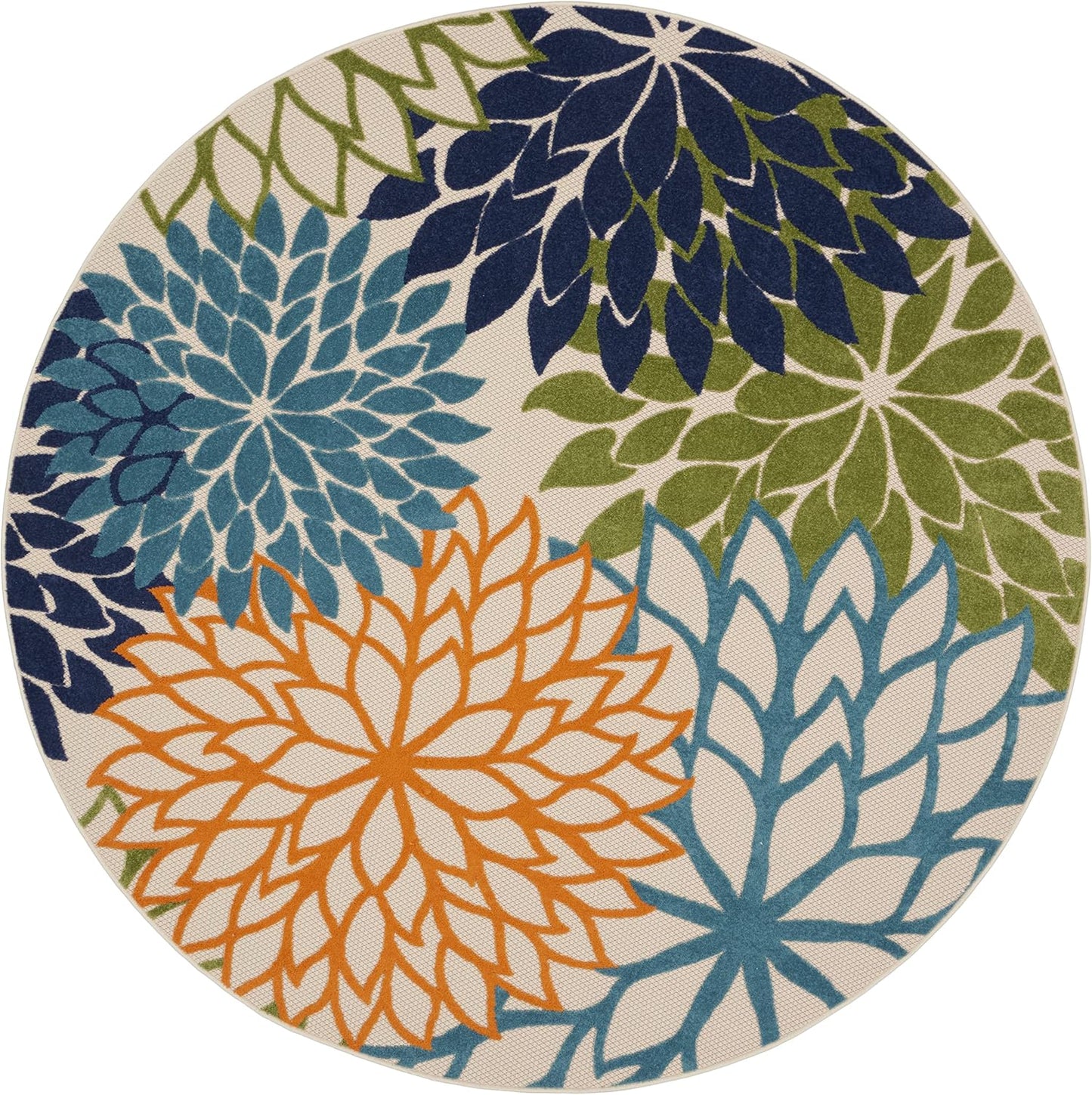 Nourison Home Aloha 10' x Round Multicolor Fabric Tropical Area Rug (10' Round)