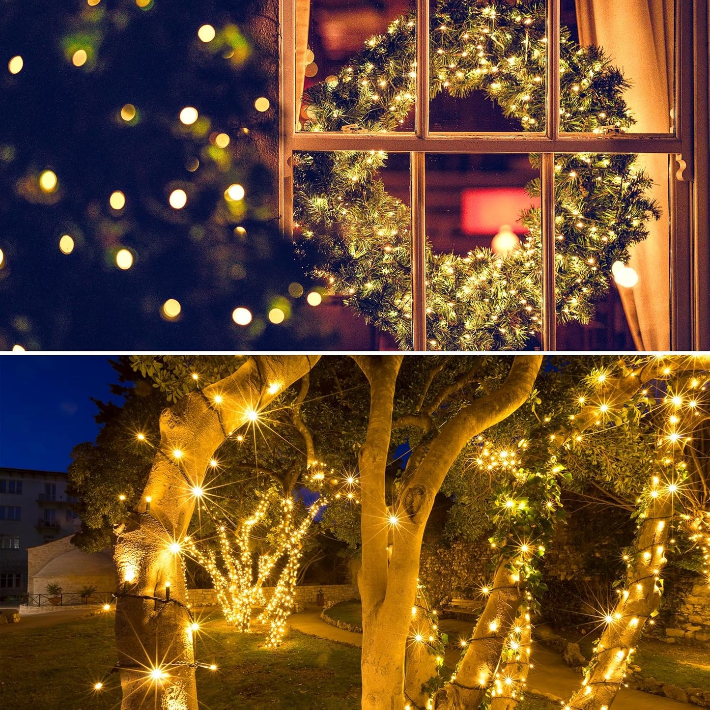 Solar String Lights for Outside, 39Ft 100 LED Solar String Lights Outdoor with 8 Modes ，Solar Christmas Lights Outdoor Waterproof for Yard, Fence,Balcony, Party,Christmas Tree Decorations (Warm White)