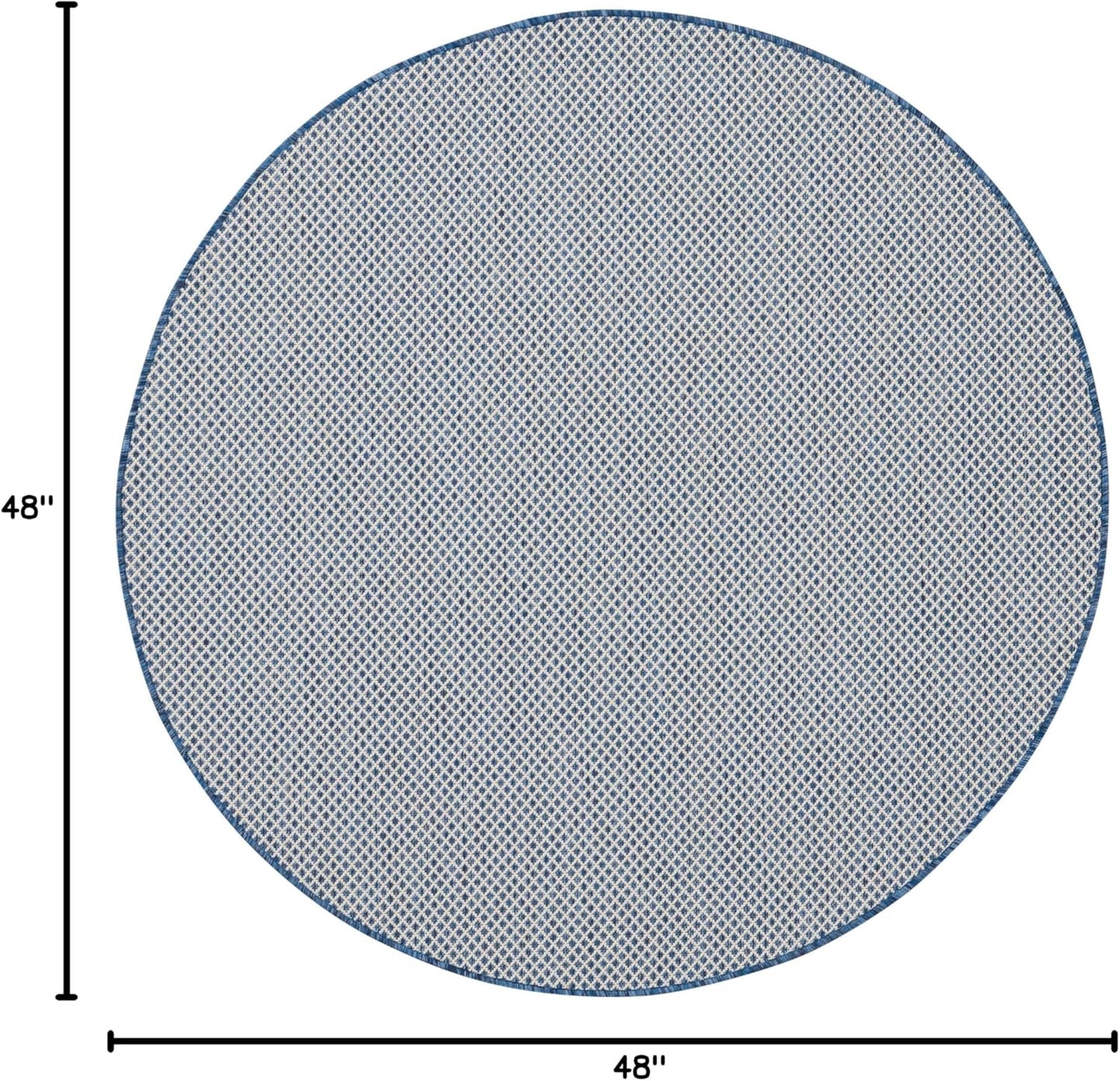 Nourison Home Courtyard Indoor/Outdoor Ivory Blue 4' x Round Area Rug, Easy Cleaning, Non Shedding, Bed Room, Living Room, Dining Room, Backyard, Deck, Patio (4 Round)