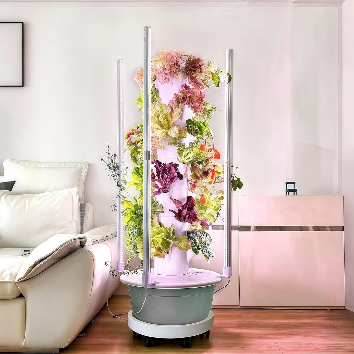 Vertical Hydroponic Growing System Kit – LED Grow Lights, Hydroponic Vegetable Tower,Inddor Lettuce Growing Garden,28 Plant Sites, for Indoor & Outdoor Gardening,Full Spectrum