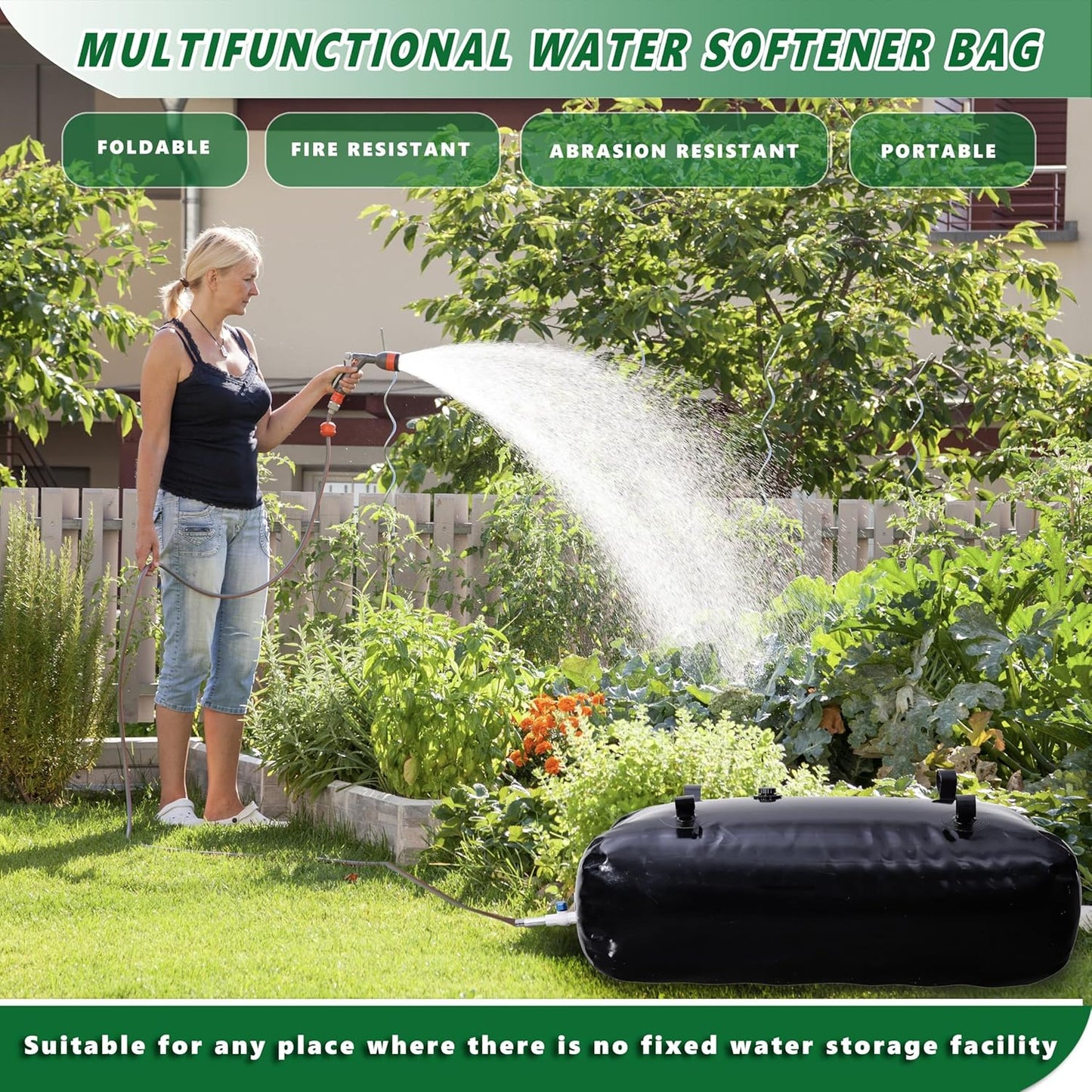 MXQMKL 2000 L/528 gal Water Bladder Storage Containers, Foldable Portable Water Tank Large Capacity Soft Water Bag, Drought Resistance, Fire Prevention, Emergency Water