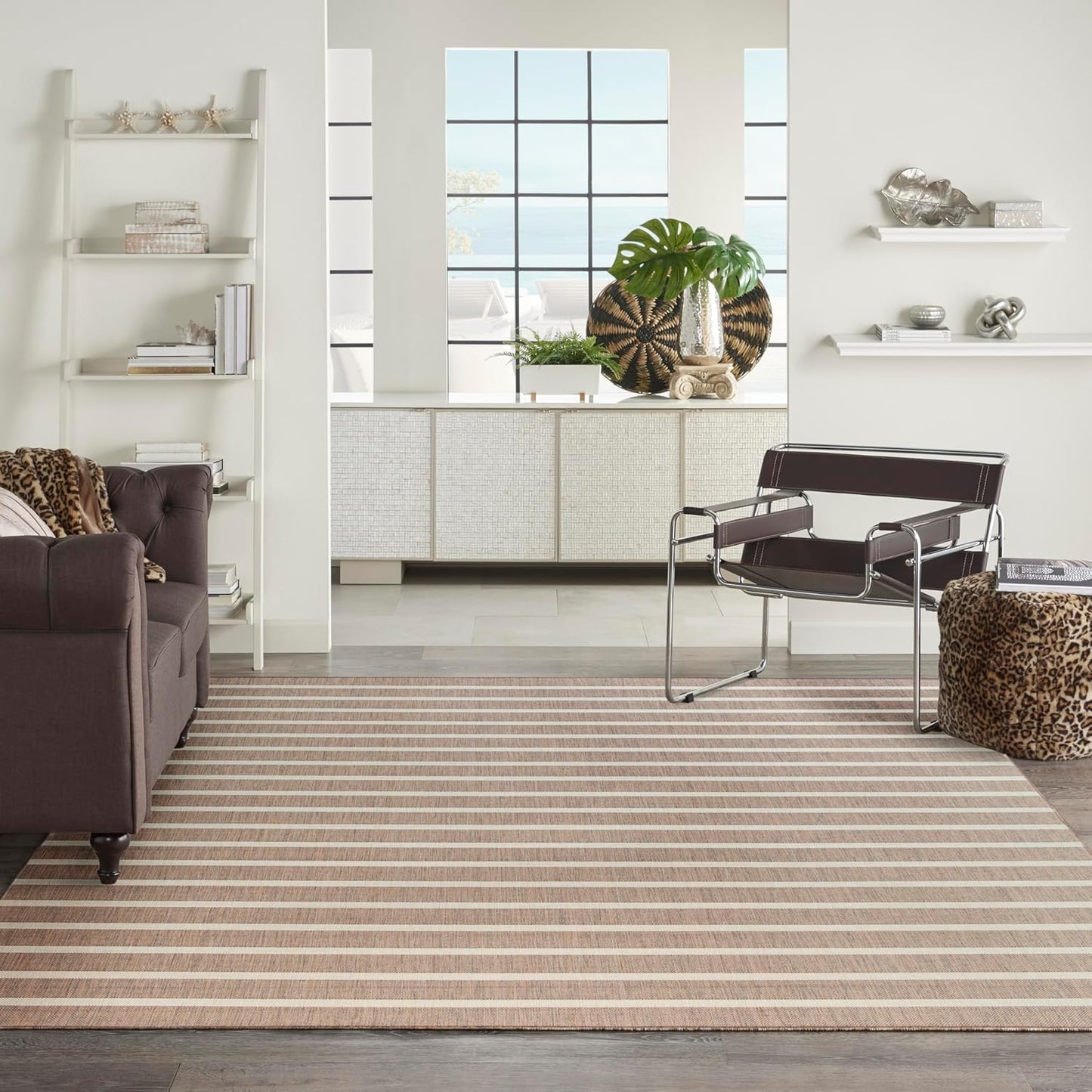 Nourison Home Positano Indoor/Outdoor Jute Ivory 9' x 12' Area Rug, Easy Cleaning, Non Shedding, Bed Room, Living Room, Dining Room, Backyard, Deck, Patio (9x12)