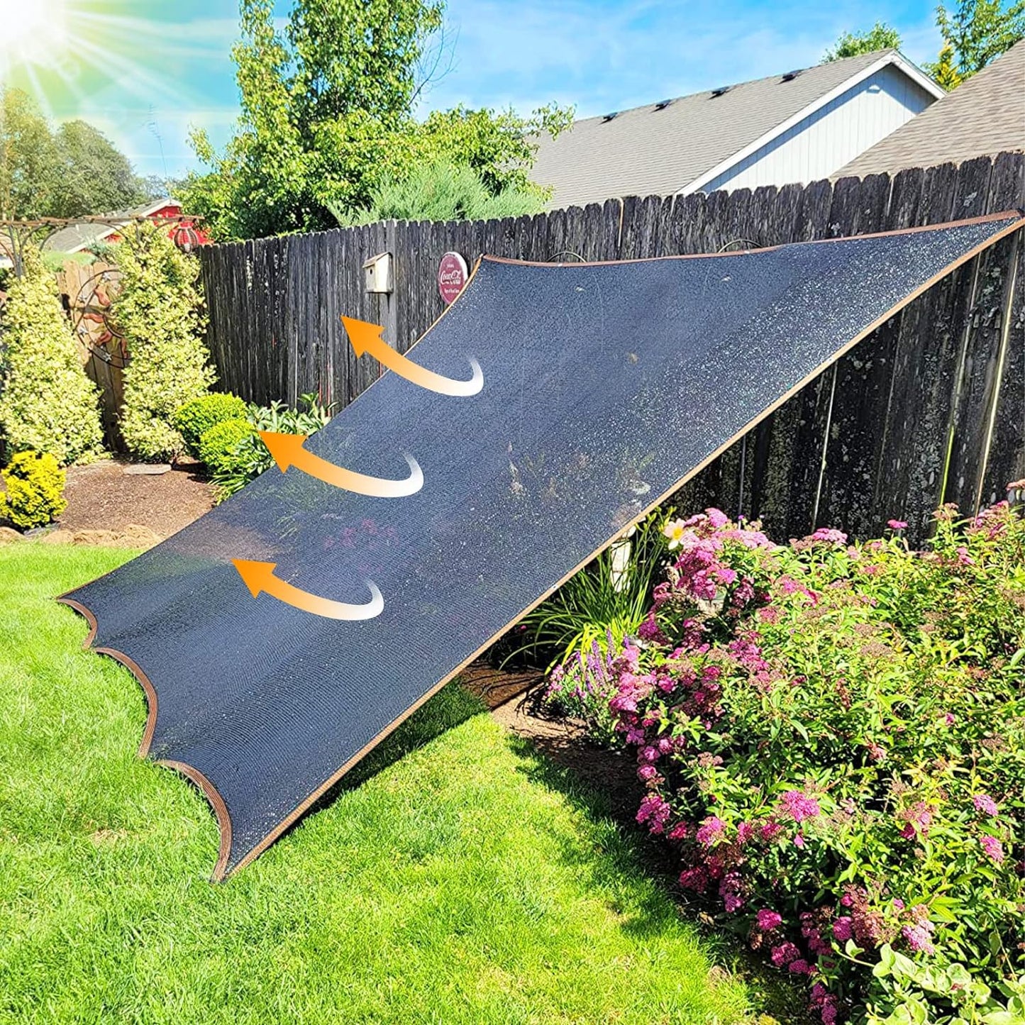 QLOFEI 60-70% Shade Cloth with Grommets, Sunblock Shade Sail Mesh Tarp for Plant Greenhouse, Easy to Hang Shade Cloth for Patio Kennel Chicken Coop Lawn Garden Shade Neting Cover, 10x15 FT
