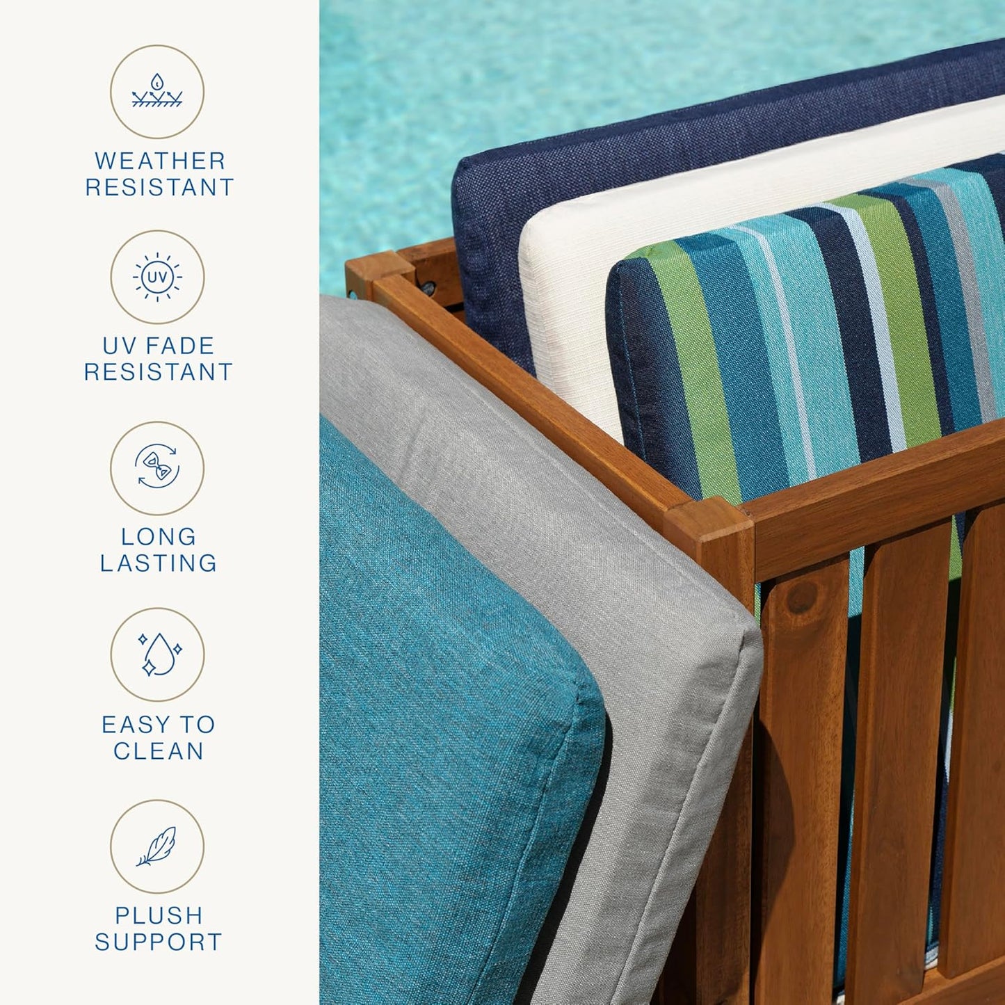 Honeycomb Outdoor Essentials Set of 2 Tufted Seat Pads, 19 x 18, Hampton Texture Hunter Dining Chair Cushions for Patio Furniture